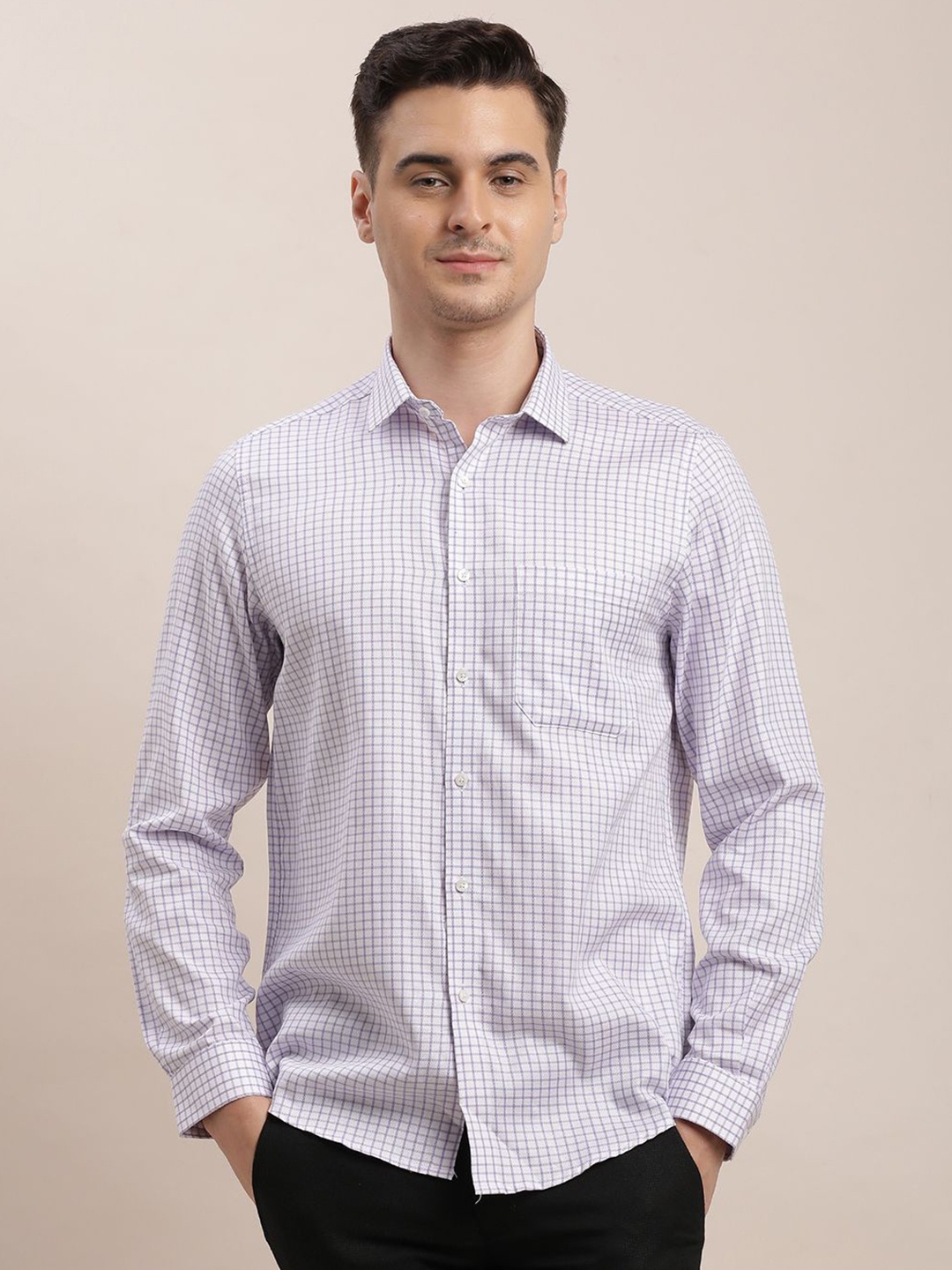 Turtle Men Standard Spread Collar Micro Checked Cotton Slim Fit Formal Shirt, Off white
Turtle Men Standard Spread Collar Micro Checked Cotton Slim Fit Formal Shirt, Off white