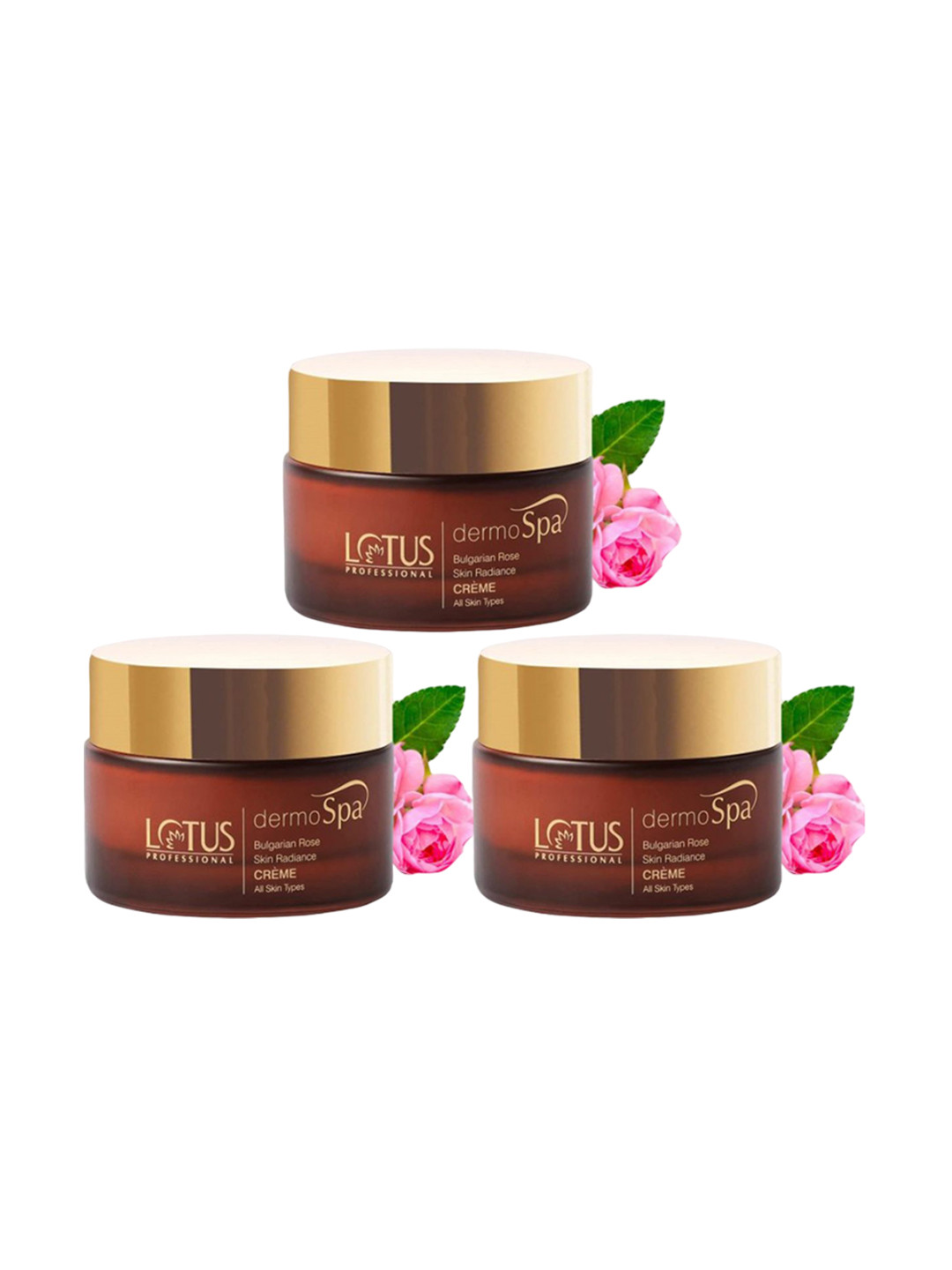 Lotus Professional DermoSpa Set Of 3 Bulgarian Rose Skin Radiance Cream - 50g Each, Coffee brown
Lotus Professional DermoSpa Set Of 3 Bulgarian Rose Skin Radiance Cream - 50g Each, Coffee brown