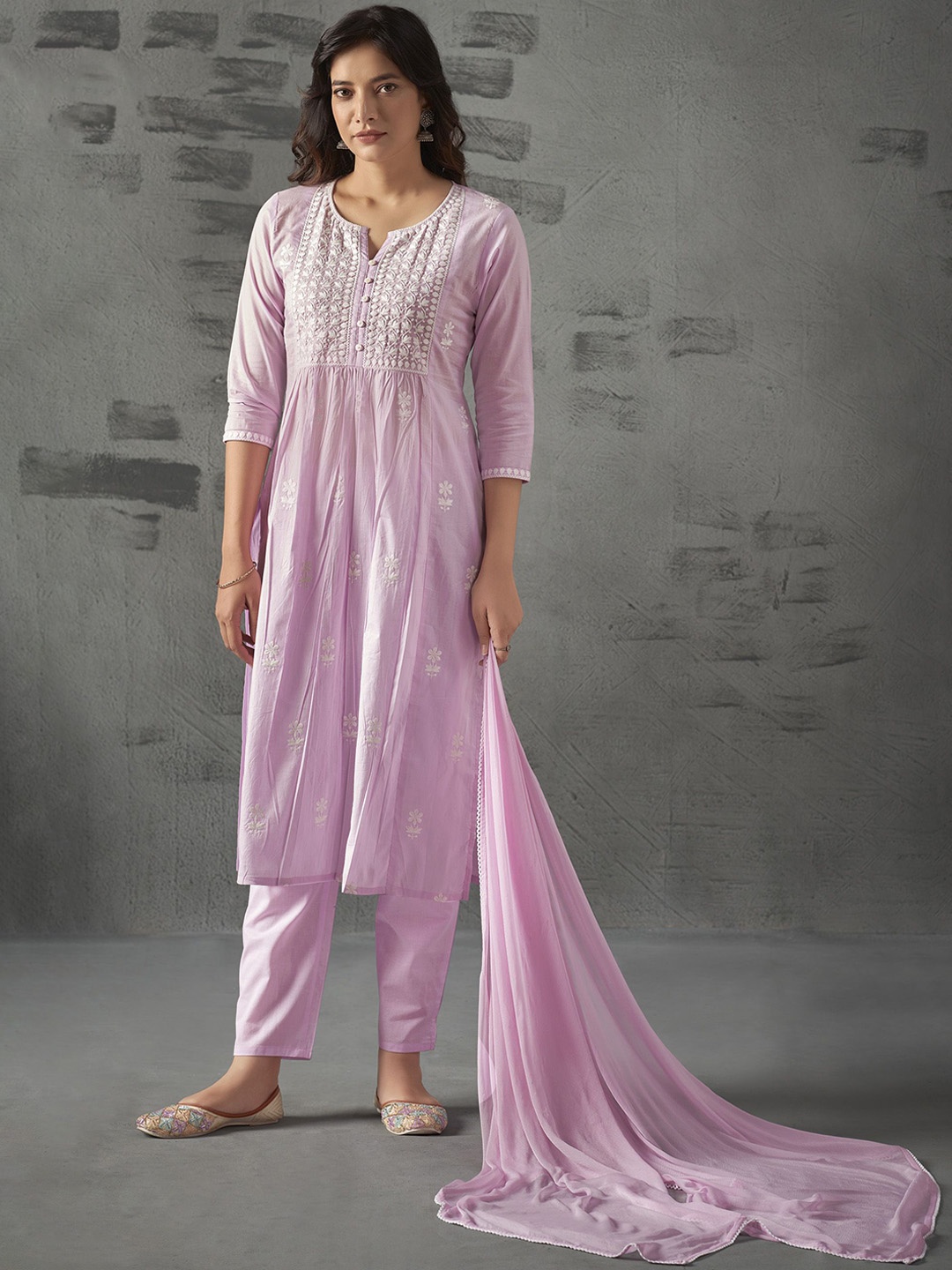 Anouk Embroidered Empire Thread Work Pure Cotton A-Line Kurta with Trousers & Dupatta, Lavender
Anouk Embroidered Empire Thread Work Pure Cotton A-Line Kurta with Trousers & Dupatta, Lavender