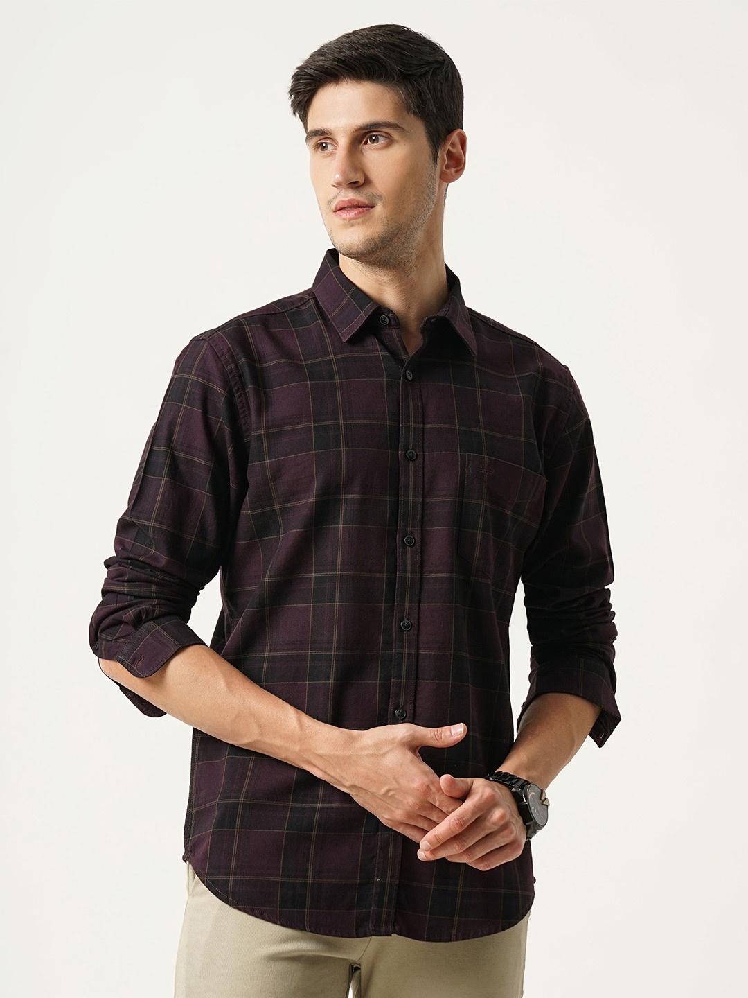 British Club Men Comfort Slim Fit Windowpane Checks Opaque Checked Casual Shirt, Purple
British Club Men Comfort Slim Fit Windowpane Checks Opaque Checked Casual Shirt, Purple