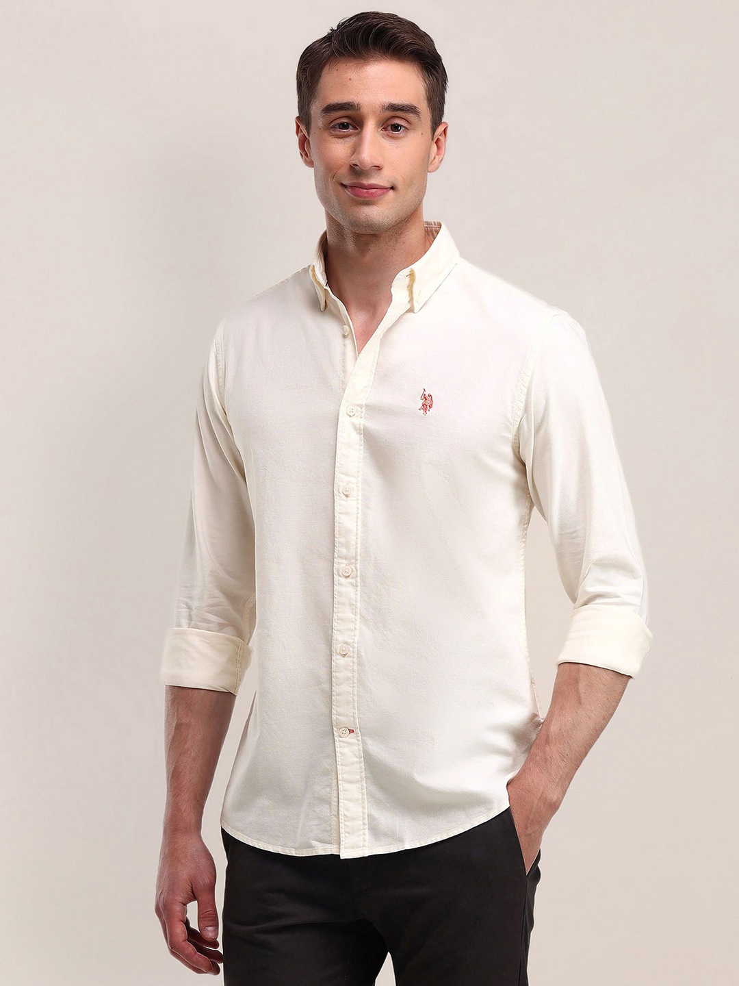 U.S. Polo Assn. Men Modern Button-Down Collar Solid Cotton Slim Fit Casual Shirt, Off white
U.S. Polo Assn. Men Modern Button-Down Collar Solid Cotton Slim Fit Casual Shirt, Off white
