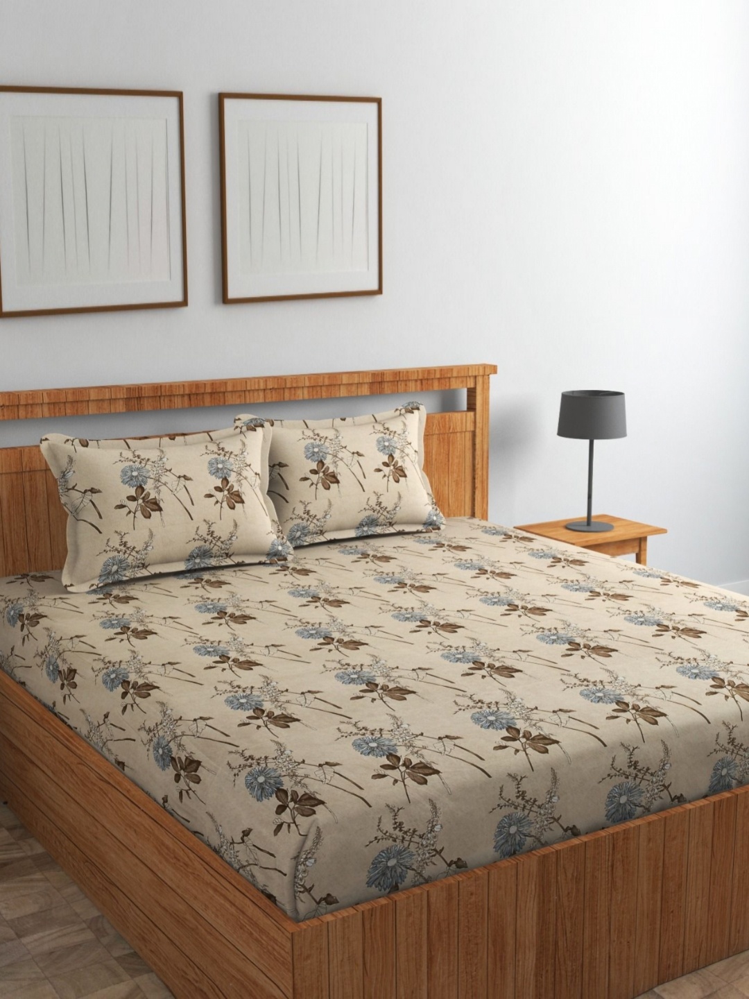 CHHILAKIYA Brown & Cream Colored Floral Cotton 210 TC King Bedsheet with 2 Pillow Covers
CHHILAKIYA Brown & Cream Colored Floral Cotton 210 TC King Bedsheet with 2 Pillow Covers