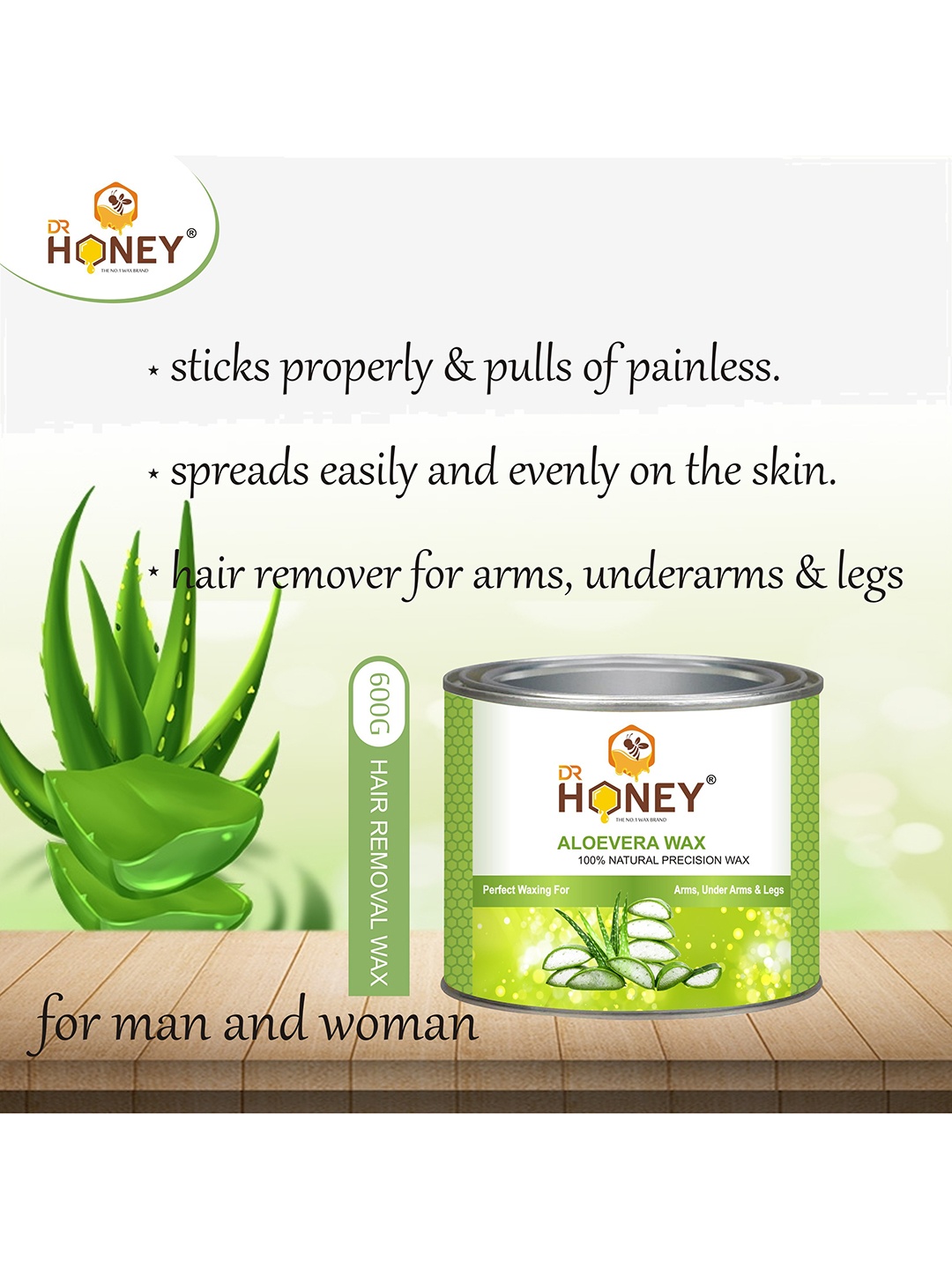 DR HONEY 100% Natural Precision Aloevera Hot Wax Comes With Strips and Spatula - 600g, White
DR HONEY 100% Natural Precision Aloevera Hot Wax Comes With Strips and Spatula - 600g, White