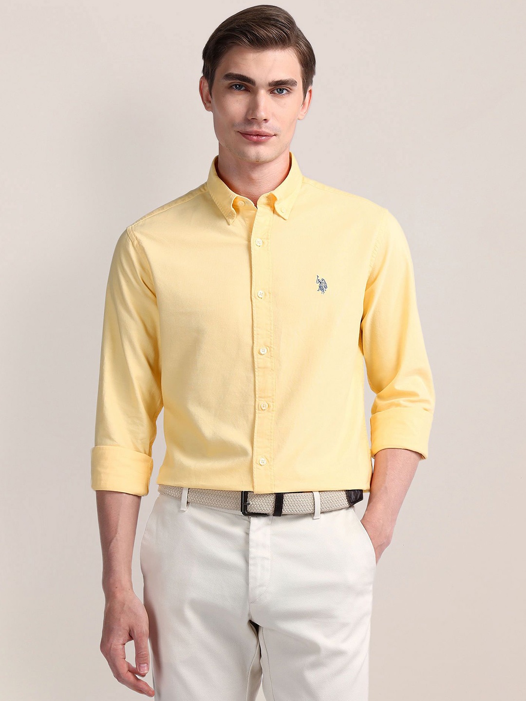 U.S. Polo Assn. Men Modern Button-Down Collar Solid Cotton Slim Fit Casual Shirt, Yellow
U.S. Polo Assn. Men Modern Button-Down Collar Solid Cotton Slim Fit Casual Shirt, Yellow