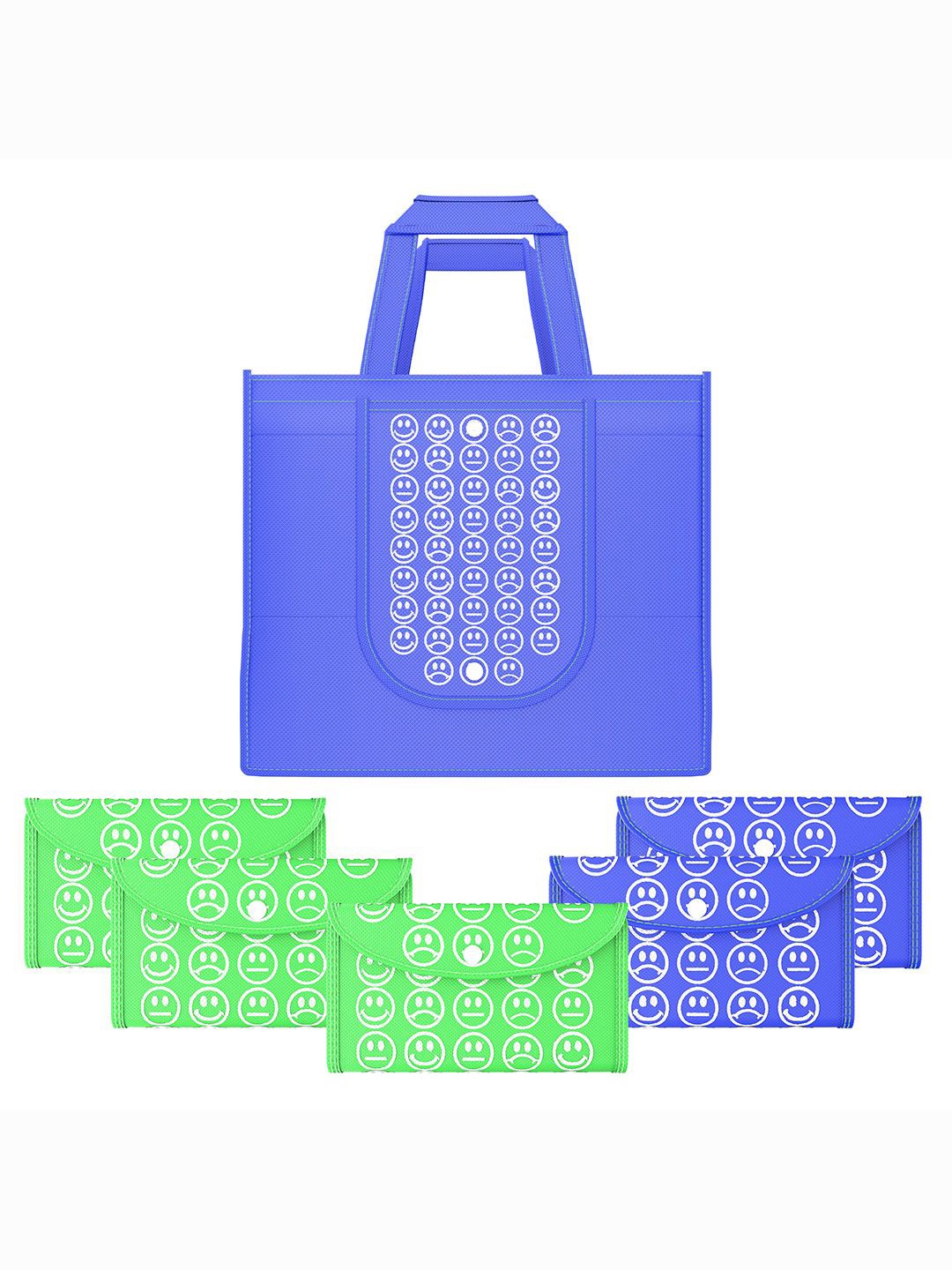 Kuber Industries Set of 6 Smiley Printed Lightweight Foldable & Reusable Shopping Bags, Blue
Kuber Industries Set of 6 Smiley Printed Lightweight Foldable & Reusable Shopping Bags, Blue
