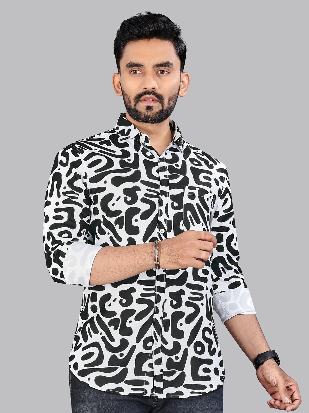 ADWYN PETER Men Classic Spread Collar Abstract Printed Cotton Casual Shirt, White
ADWYN PETER Men Classic Spread Collar Abstract Printed Cotton Casual Shirt, White