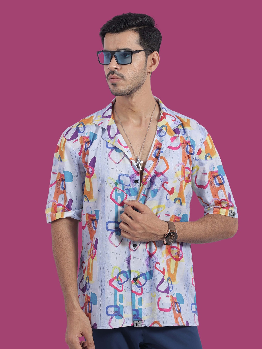 STITCH MONKEY Men Comfort Cuban Collar Abstract Printed Oversized Casual Shirt, White
STITCH MONKEY Men Comfort Cuban Collar Abstract Printed Oversized Casual Shirt, White
