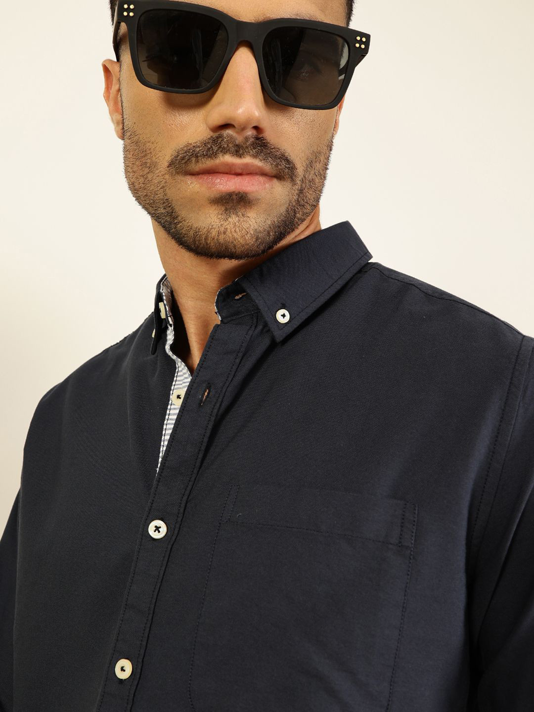 Thomas Scott Men Premium Button-Down Collar Solid Cotton Slim Fit Casual Shirt, Navy blue
Thomas Scott Men Premium Button-Down Collar Solid Cotton Slim Fit Casual Shirt, Navy blue