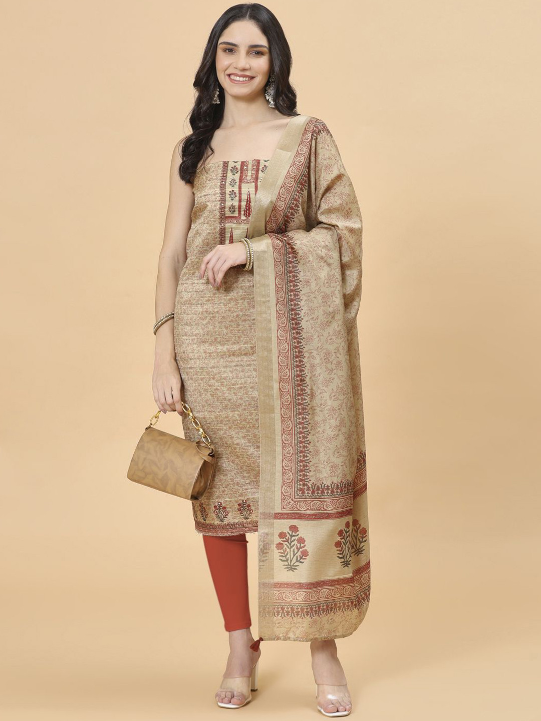 Meena Bazaar Floral Printed Unstitched Dress Material, Beige
Meena Bazaar Floral Printed Unstitched Dress Material, Beige