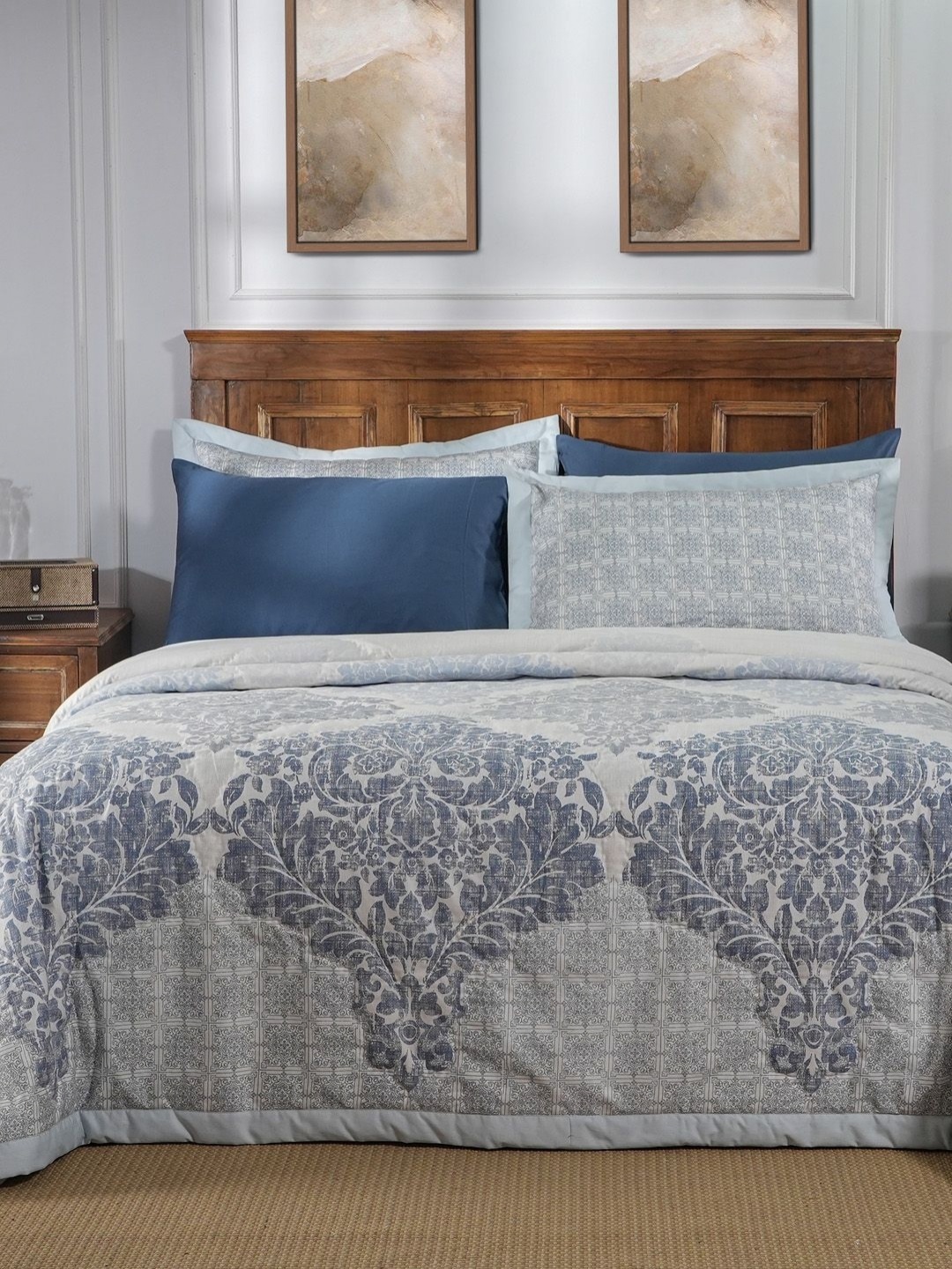 MASPAR Acanthus Serenity Blue Ethnic Motifs Printed 150 GSM Cotton Double Queen Quilt
MASPAR Acanthus Serenity Blue Ethnic Motifs Printed 150 GSM Cotton Double Queen Quilt