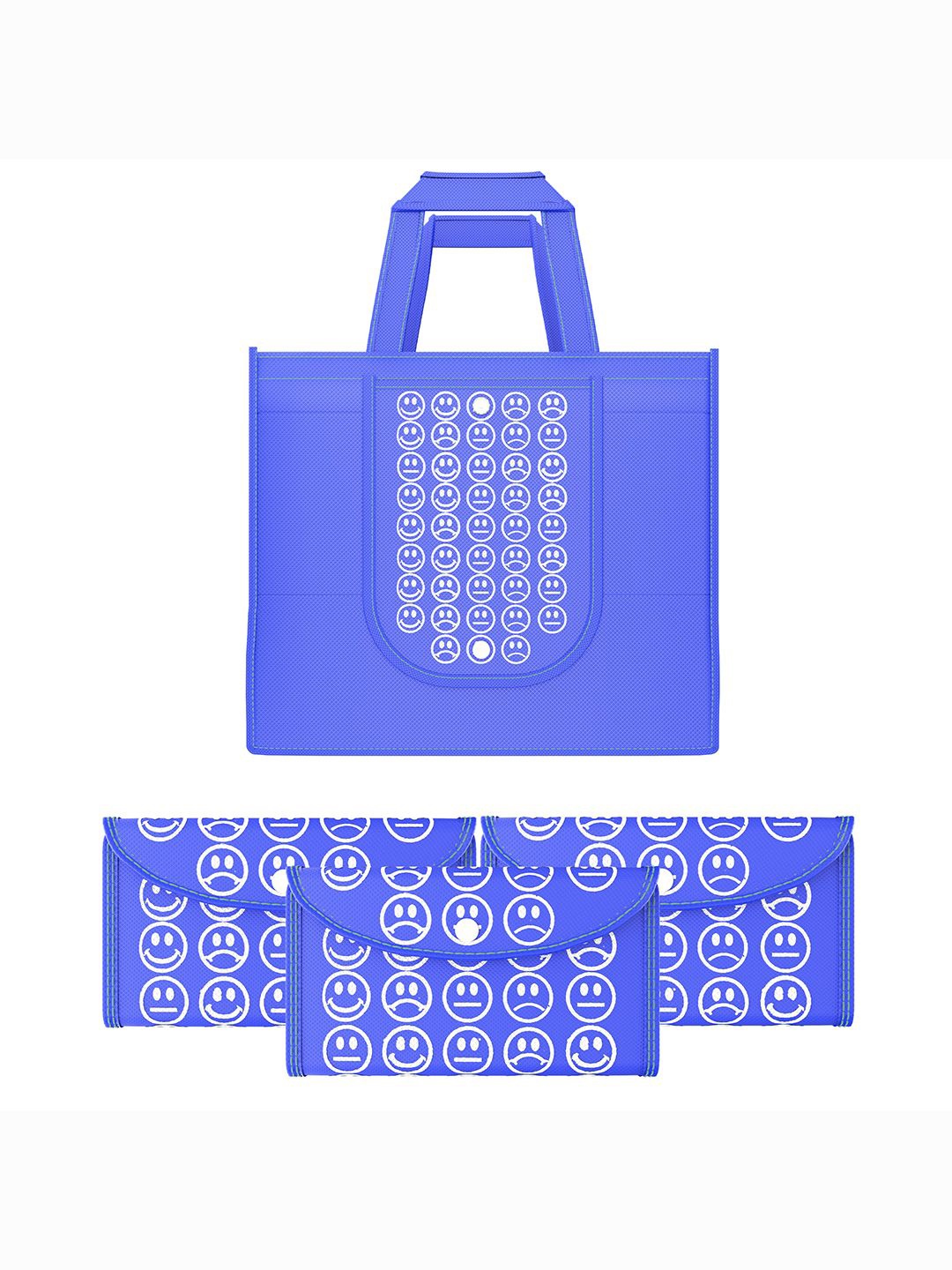 Kuber Industries Set of 4 Smiley Printed Lightweight Foldable & Reusable Shopping Bags, Blue
Kuber Industries Set of 4 Smiley Printed Lightweight Foldable & Reusable Shopping Bags, Blue