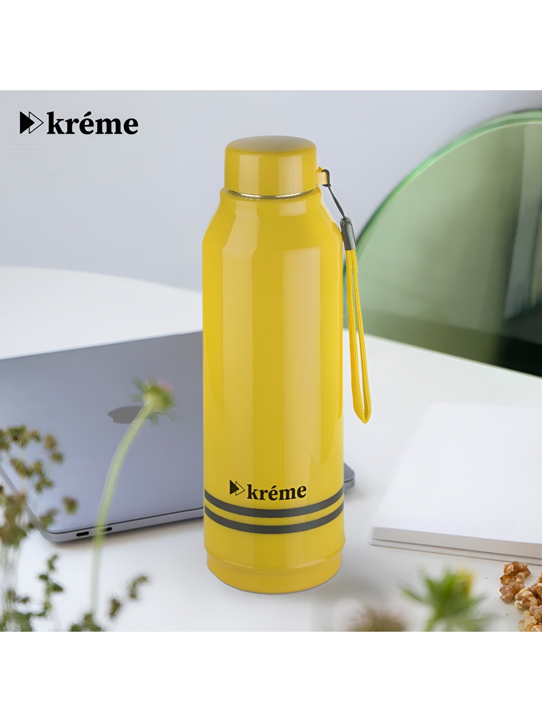 Kreme Yellow & Black Brand Logo Stainless Steel Single Wall Vacuum Water Bottle 750 ml
Kreme Yellow & Black Brand Logo Stainless Steel Single Wall Vacuum Water Bottle 750 ml