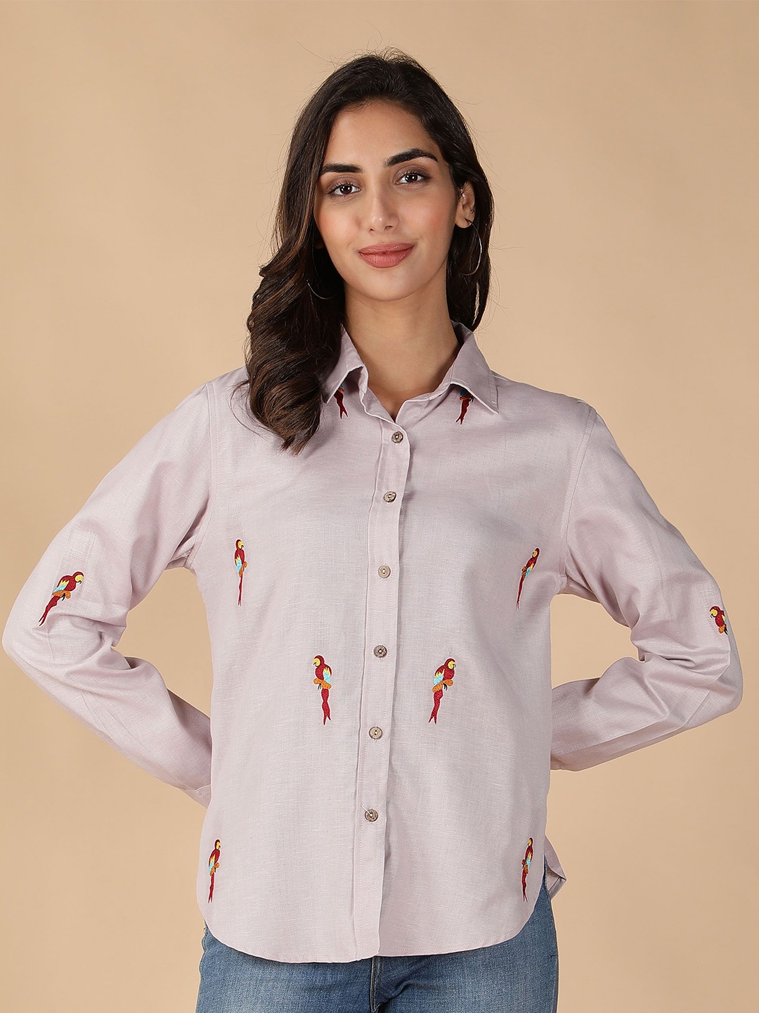 SPARROW Women Relaxed Cutaway Collar Abstract Printed Linen Relaxed Fit Casual Shirt, Mauve
SPARROW Women Relaxed Cutaway Collar Abstract Printed Linen Relaxed Fit Casual Shirt, Mauve