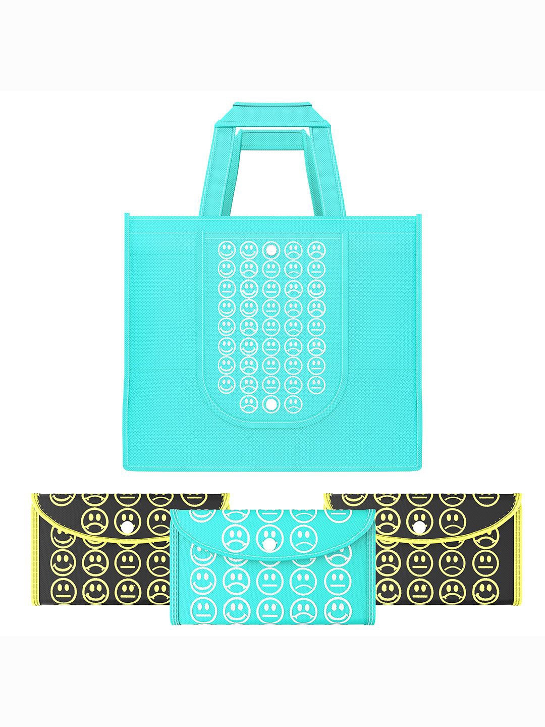 Kuber Industries Set of 4 Smiley Printed Lightweight Foldable & Reusable Shopping Bags, Blue
Kuber Industries Set of 4 Smiley Printed Lightweight Foldable & Reusable Shopping Bags, Blue