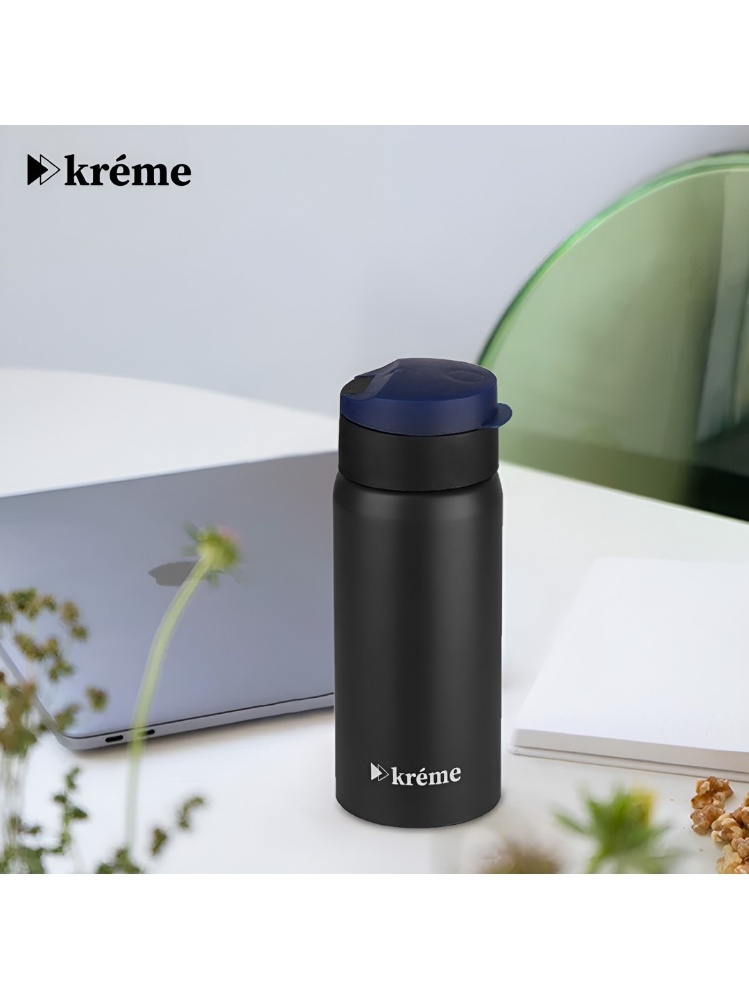 Kreme Black & Blue Brand Logo Stainless Steel Single Wall Vacuum Water Bottle 600 ml
Kreme Black & Blue Brand Logo Stainless Steel Single Wall Vacuum Water Bottle 600 ml