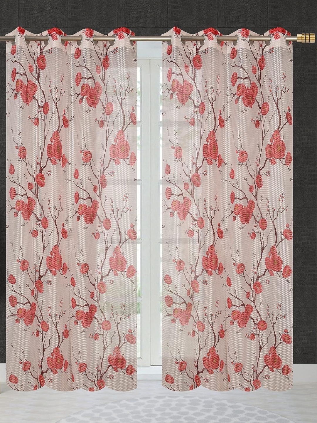 JBG Home Store Peach-Coloured & White 2 Pieces Floral Printed Sheer Window Curtain
JBG Home Store Peach-Coloured & White 2 Pieces Floral Printed Sheer Window Curtain