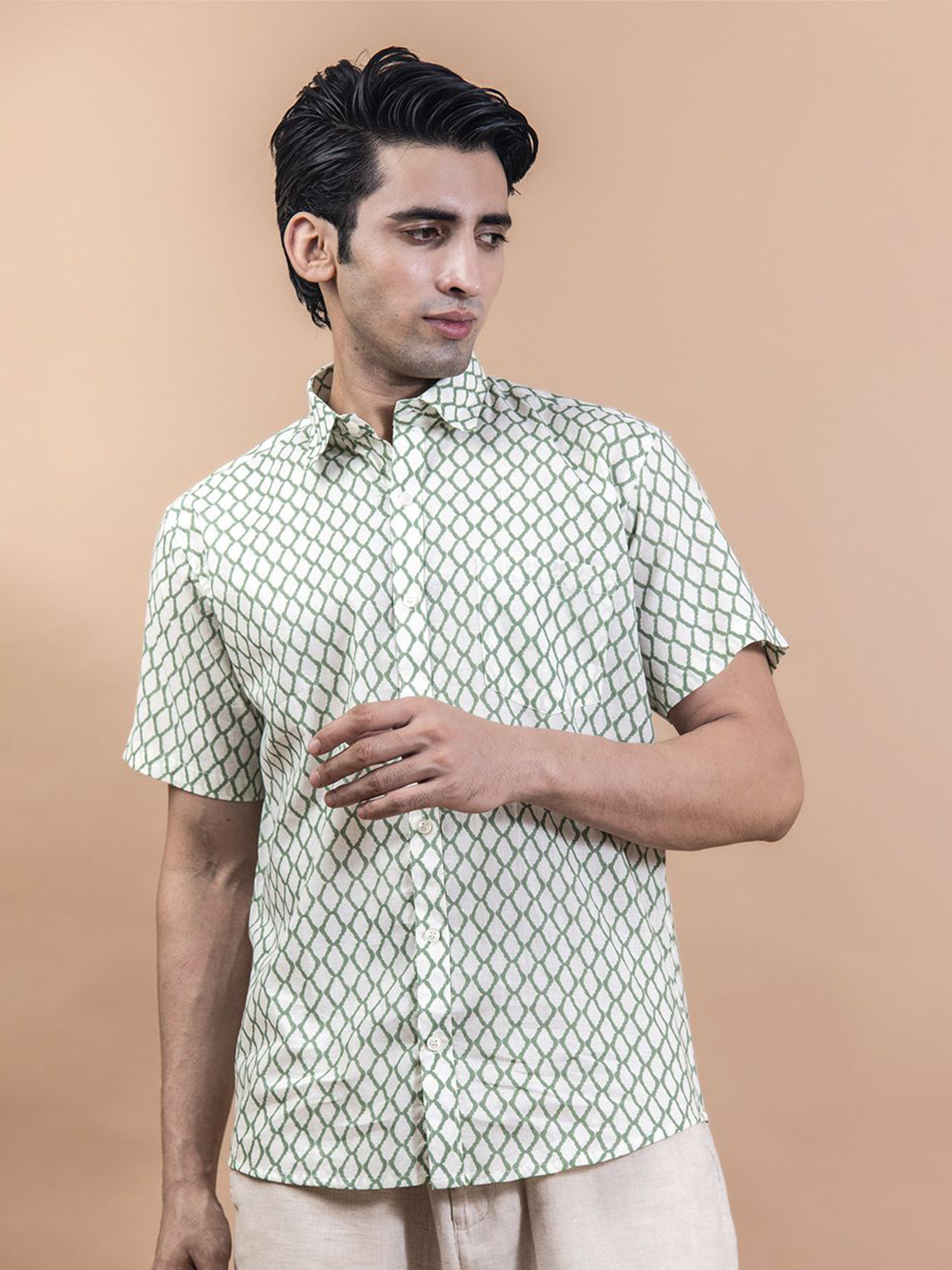 Tistabene Men Standard Spread Collar Geometric Printed Cotton Casual Shirt, White
Tistabene Men Standard Spread Collar Geometric Printed Cotton Casual Shirt, White