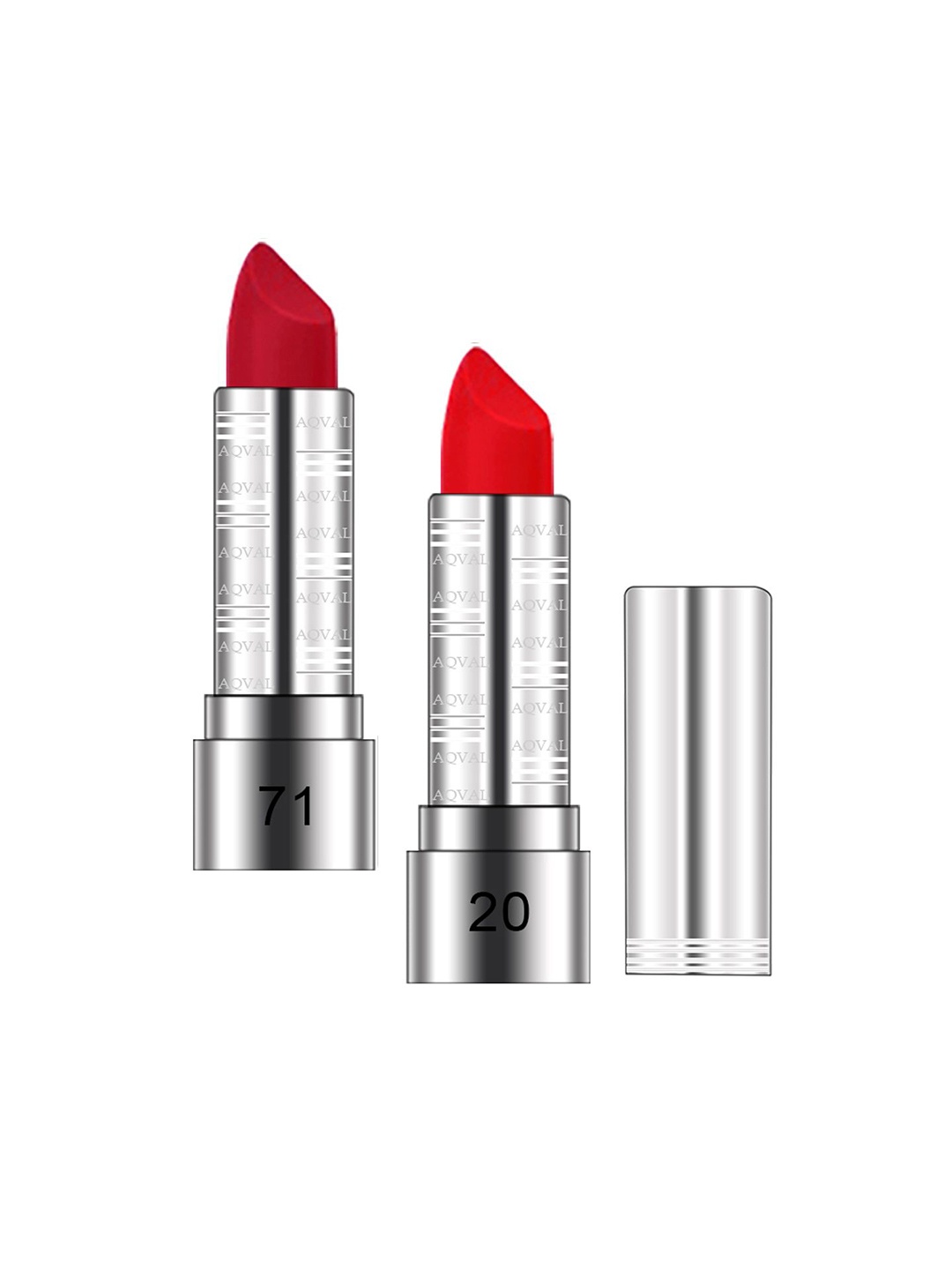 AQVAL Set Of 2 Long Lasting Bullet Matte Lipstick - 10 g Each - Shades 71 & 20, Red
AQVAL Set Of 2 Long Lasting Bullet Matte Lipstick - 10 g Each - Shades 71 & 20, Red