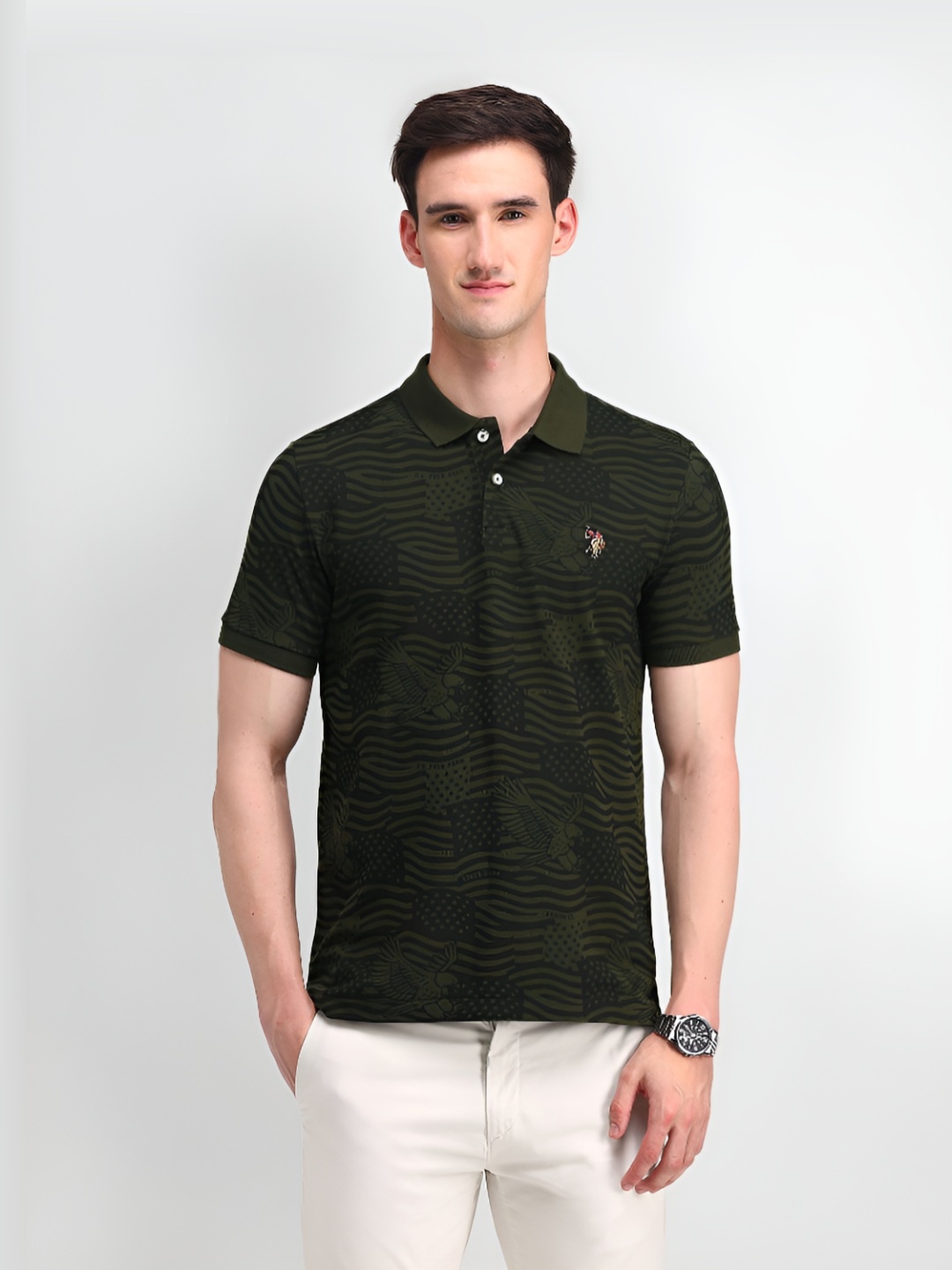 U.S. Polo Assn. Denim Co. Men Abstract Printed Polo Collar Cotton Slim Fit T-Shirt, Green
U.S. Polo Assn. Denim Co. Men Abstract Printed Polo Collar Cotton Slim Fit T-Shirt, Green