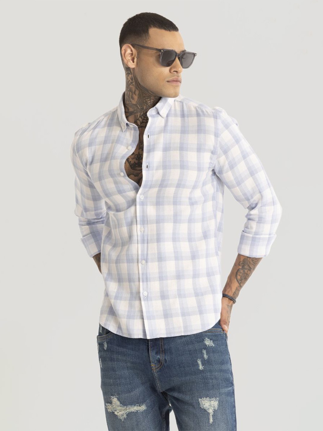 Snitch Men Smart Button-Down Collar Buffalo Checked Cotton Slim Fit Casual Shirt, Blue
Snitch Men Smart Button-Down Collar Buffalo Checked Cotton Slim Fit Casual Shirt, Blue
