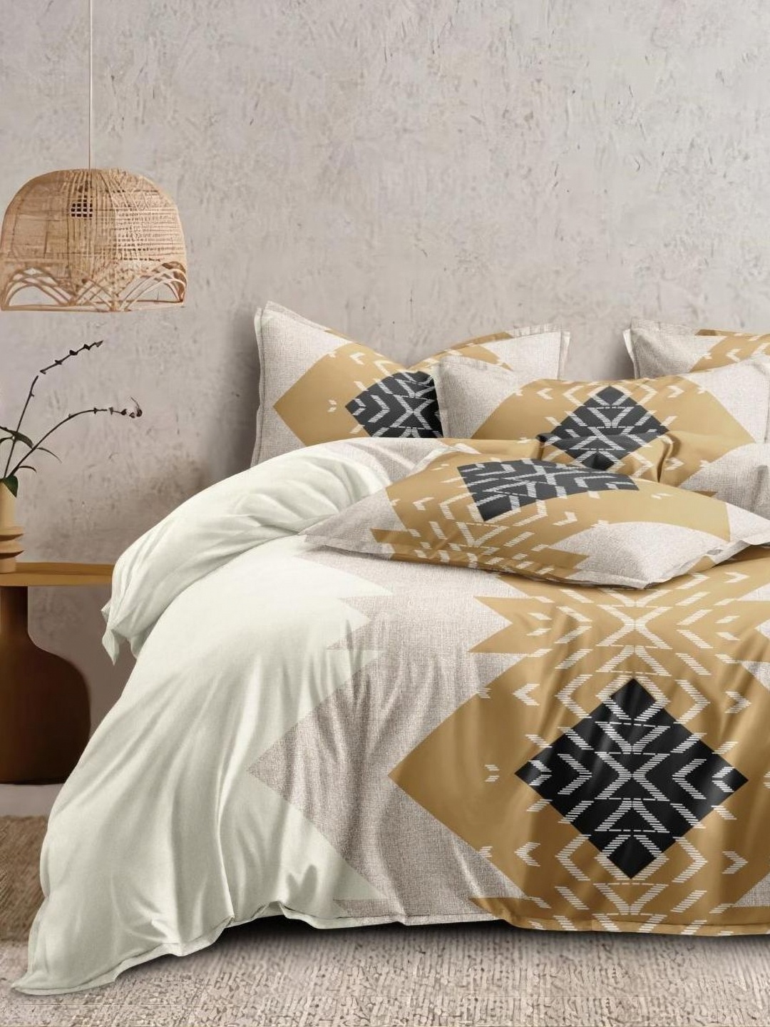 Ariana Mustard & White Geometric Microfiber 144 TC King Bedsheet with 2 Pillow Covers
Ariana Mustard & White Geometric Microfiber 144 TC King Bedsheet with 2 Pillow Covers