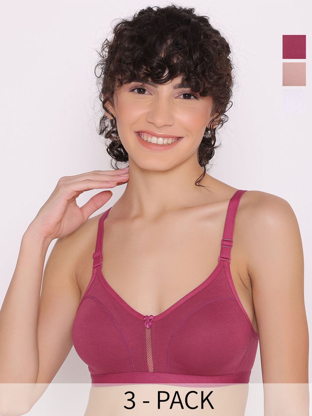 INKURV Pack Of 3 Solid Full Coverage Non Padded T-shirt Bra With All Day Comfort, Pink
INKURV Pack Of 3 Solid Full Coverage Non Padded T-shirt Bra With All Day Comfort, Pink
