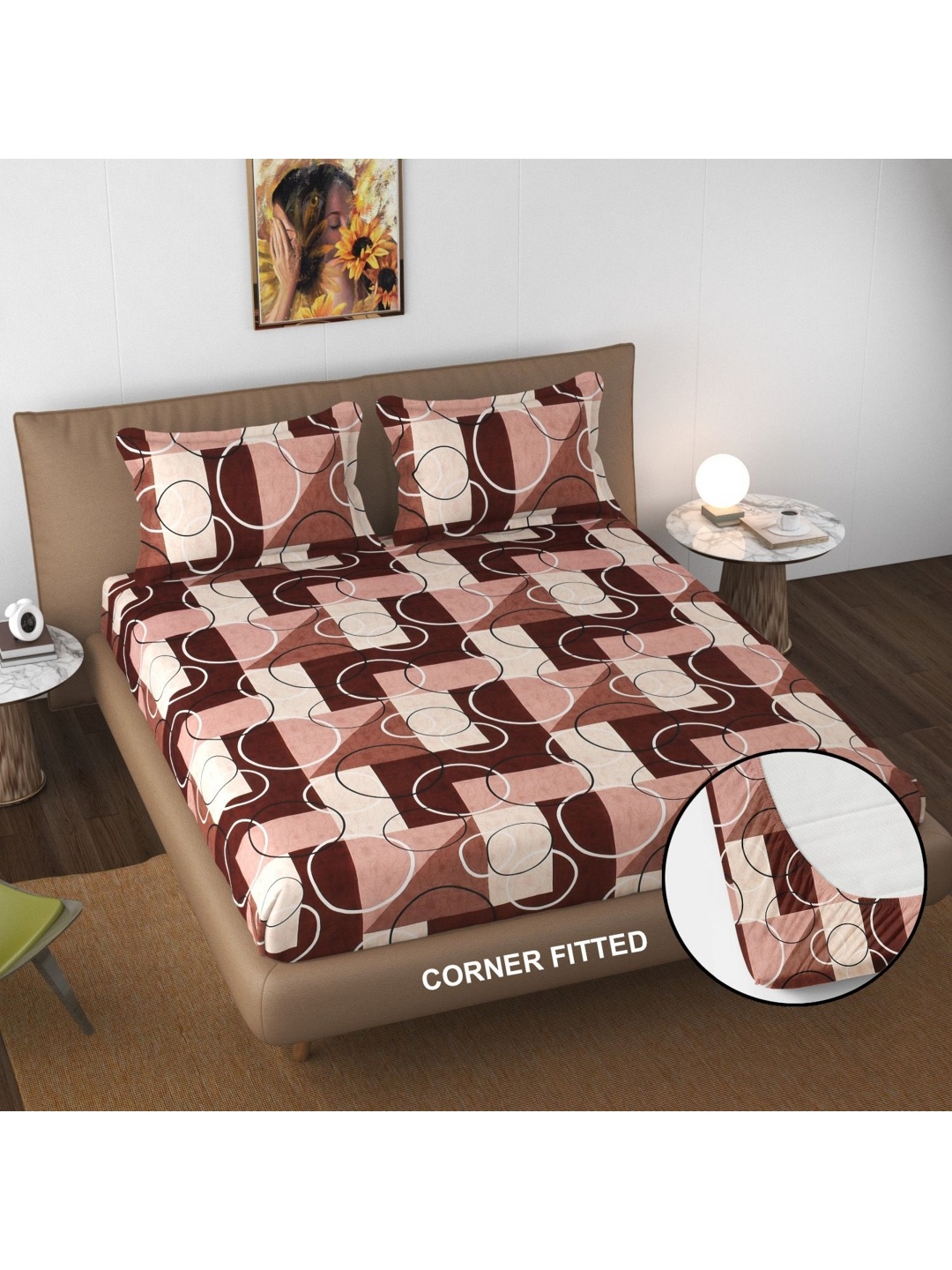 FINE TEX WORLD Brown & Pink Geometric 180 TC Fitted King Bedsheet with 2 Pillow Covers
FINE TEX WORLD Brown & Pink Geometric 180 TC Fitted King Bedsheet with 2 Pillow Covers