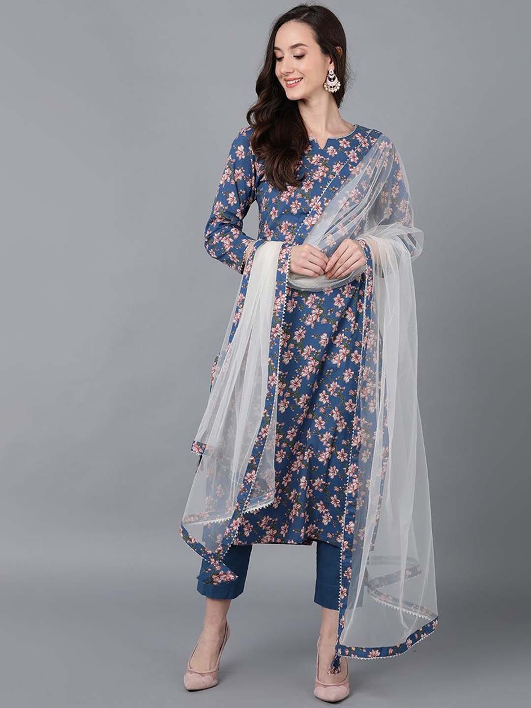 Anouk Floral Printed Regular Gotta Patti Straight Kurta with Trousers & Dupatta, Blue
Anouk Floral Printed Regular Gotta Patti Straight Kurta with Trousers & Dupatta, Blue