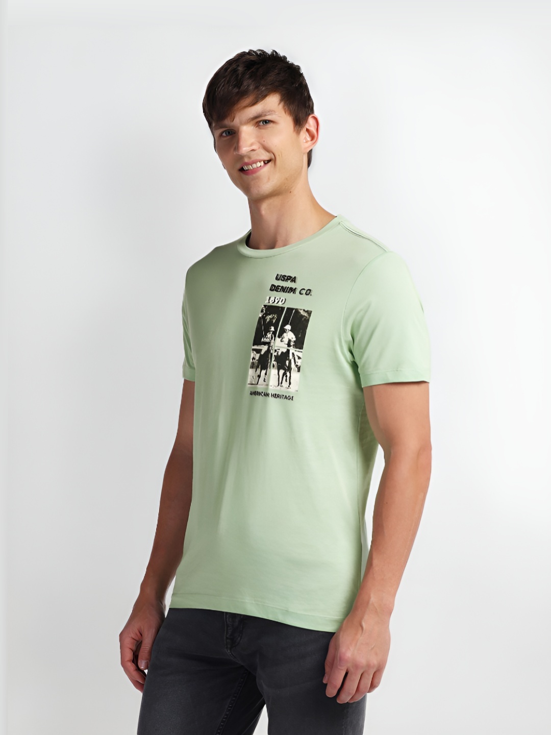 U.S. Polo Assn. Denim Co. Men Graphic Printed Round Neck Cotton Slim Fit T-Shirt, Green
U.S. Polo Assn. Denim Co. Men Graphic Printed Round Neck Cotton Slim Fit T-Shirt, Green