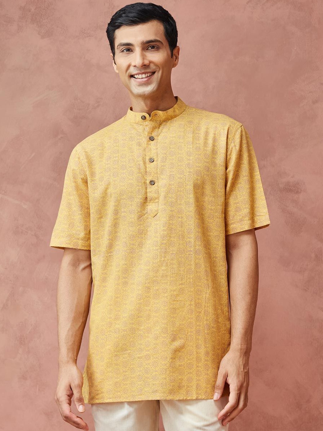Fabindia Ethnic Motifs Block Printed Mandarin Collar Cotton Straight Short Kurta, Yellow
Fabindia Ethnic Motifs Block Printed Mandarin Collar Cotton Straight Short Kurta, Yellow