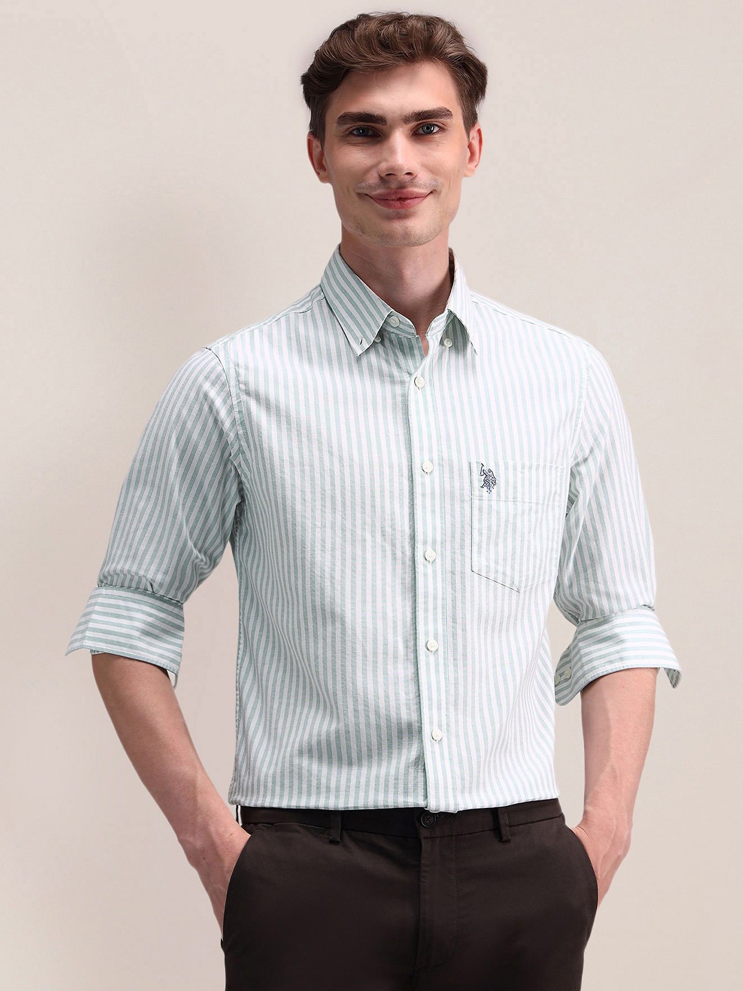 U.S. Polo Assn. Men Classic Button-Down Collar Striped Cotton Casual Shirt, Green
U.S. Polo Assn. Men Classic Button-Down Collar Striped Cotton Casual Shirt, Green