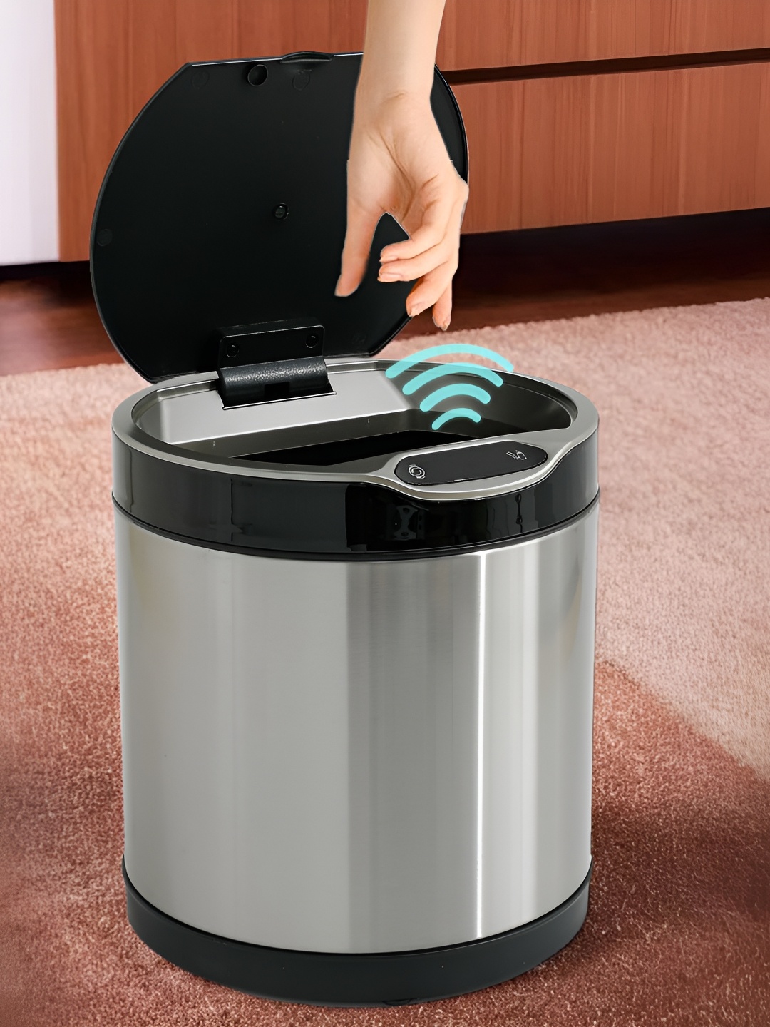 The Better Home Black Color-Block Stainless Steel Sensor Touch Dustbin - 6L, Silver
The Better Home Black Color-Block Stainless Steel Sensor Touch Dustbin - 6L, Silver