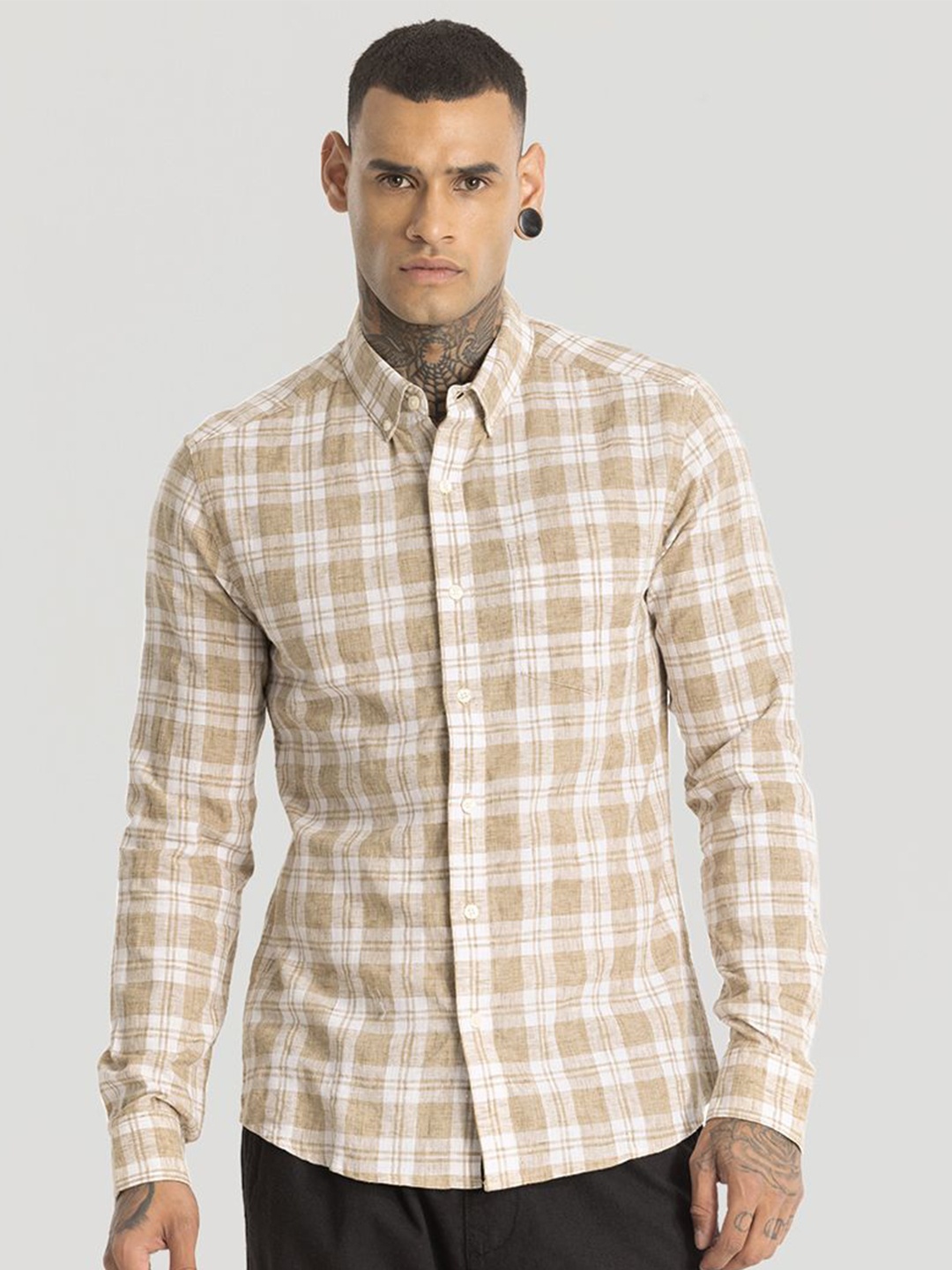 Snitch Men Smart Button-Down Collar Tartan Checked Linen Slim Fit Casual Shirt, Brown
Snitch Men Smart Button-Down Collar Tartan Checked Linen Slim Fit Casual Shirt, Brown
