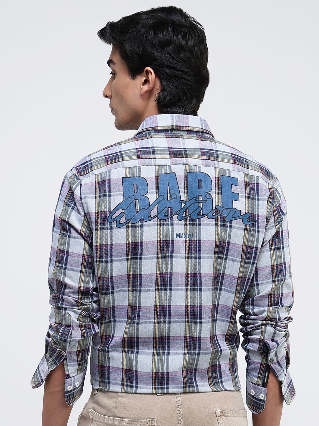 RARE RABBIT Men Comfort Spread Collar Tartan Checked Cotton Casual Shirt, Navy blue
RARE RABBIT Men Comfort Spread Collar Tartan Checked Cotton Casual Shirt, Navy blue
