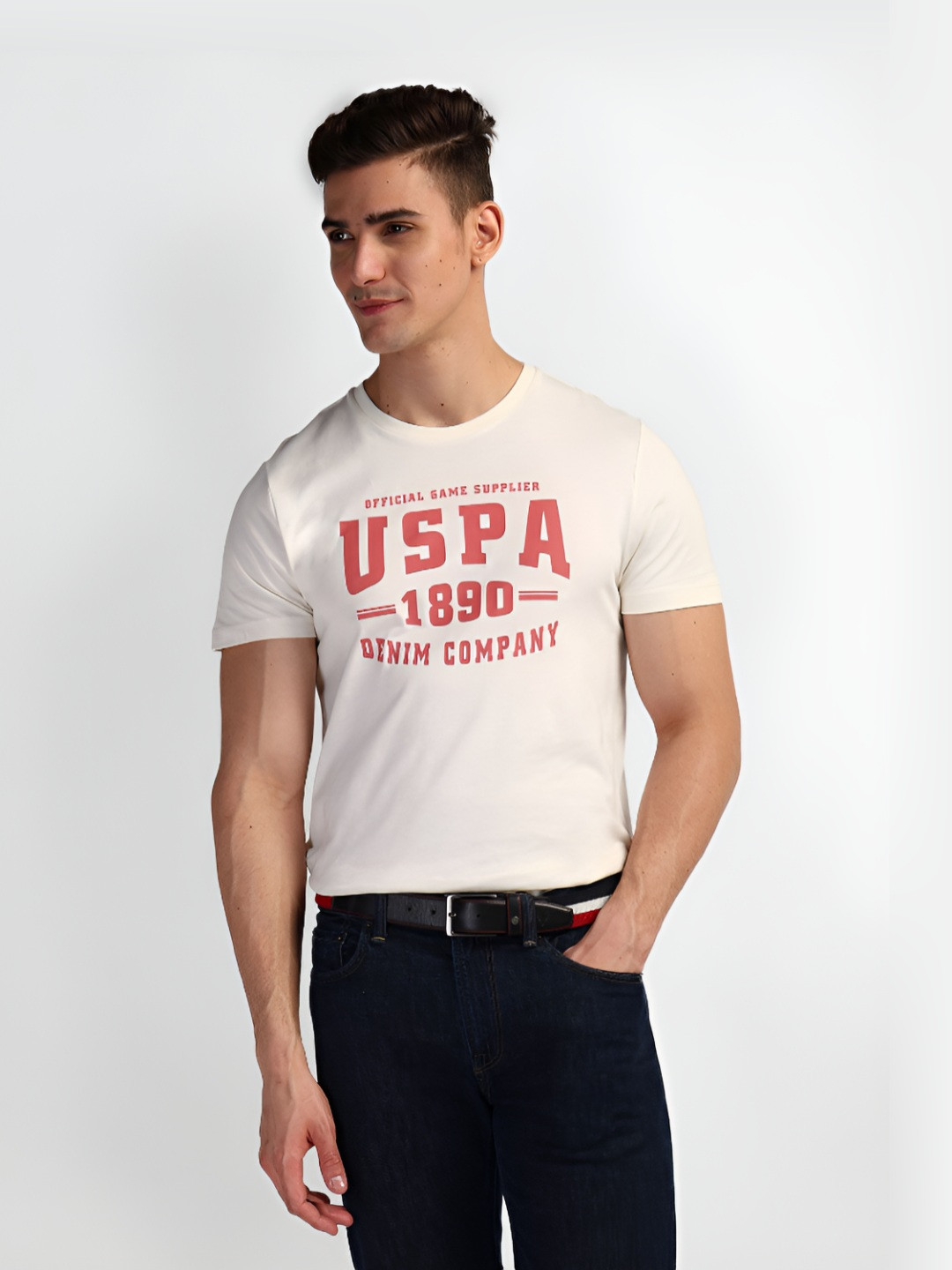 U.S. Polo Assn. Denim Co. Men Typography Printed Round Neck Cotton Slim Fit T-Shirt, White
U.S. Polo Assn. Denim Co. Men Typography Printed Round Neck Cotton Slim Fit T-Shirt, White