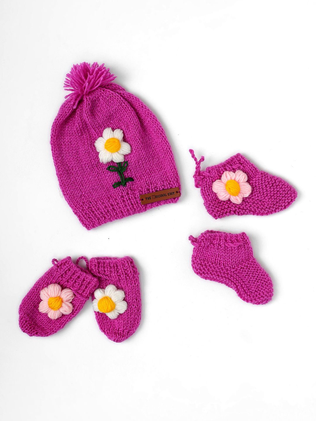 The Original Knit Kids Infants 3-Pcs Marigold Embroidered Acrylic Cap With Socks & Mittens, Purple
The Original Knit Kids Infants 3-Pcs Marigold Embroidered Acrylic Cap With Socks & Mittens, Purple