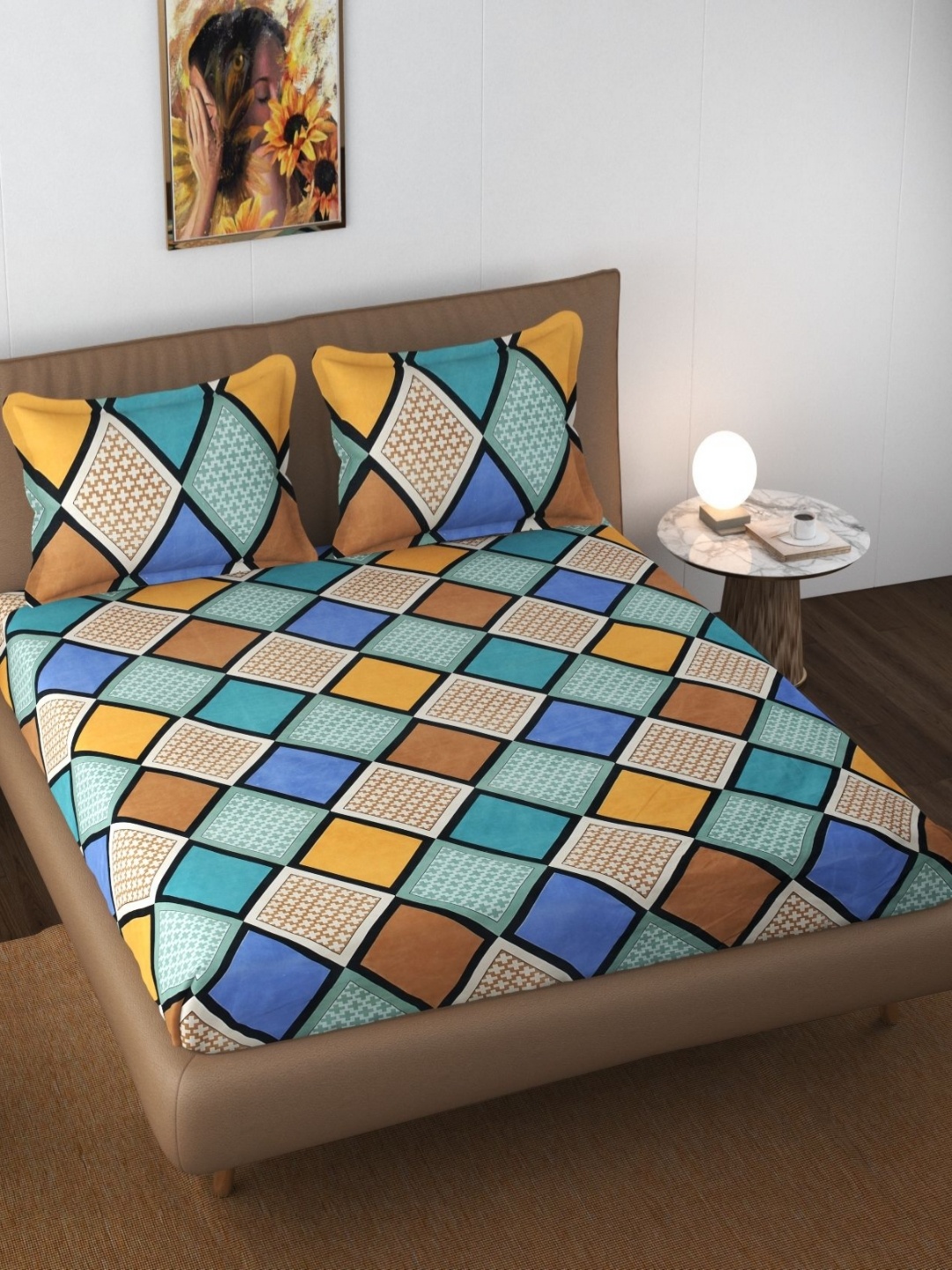FINE TEX WORLD Blue & White Geometric 180 TC King Fitted Bedsheet with 2 Pillow Covers
FINE TEX WORLD Blue & White Geometric 180 TC King Fitted Bedsheet with 2 Pillow Covers