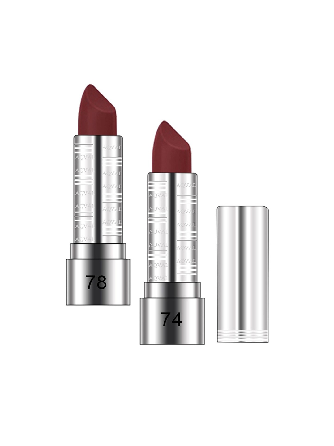 AQVAL Set Of 2 Long Lasting Bullet Matte Lipstick - 10 g Each - Shades 78 & 74, Brown
AQVAL Set Of 2 Long Lasting Bullet Matte Lipstick - 10 g Each - Shades 78 & 74, Brown