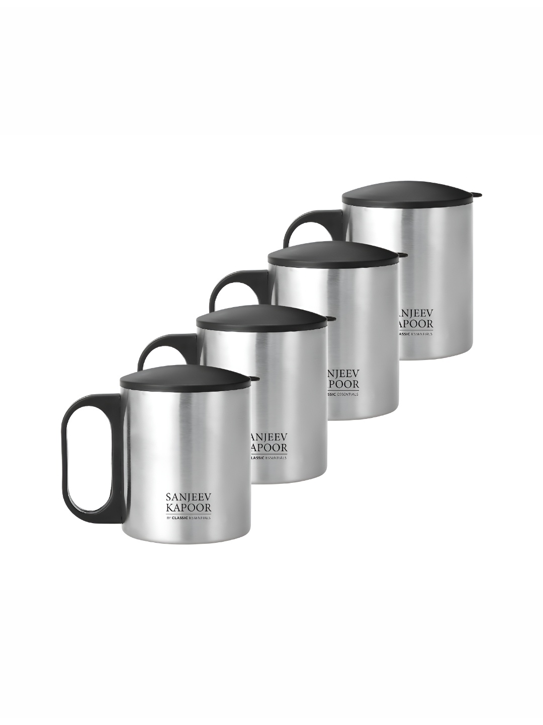 Classic Essentials Silver-Toned & Black Solid Stainless Steel Matte Mugs Set of Cups and Mugs
Classic Essentials Silver-Toned & Black Solid Stainless Steel Matte Mugs Set of Cups and Mugs