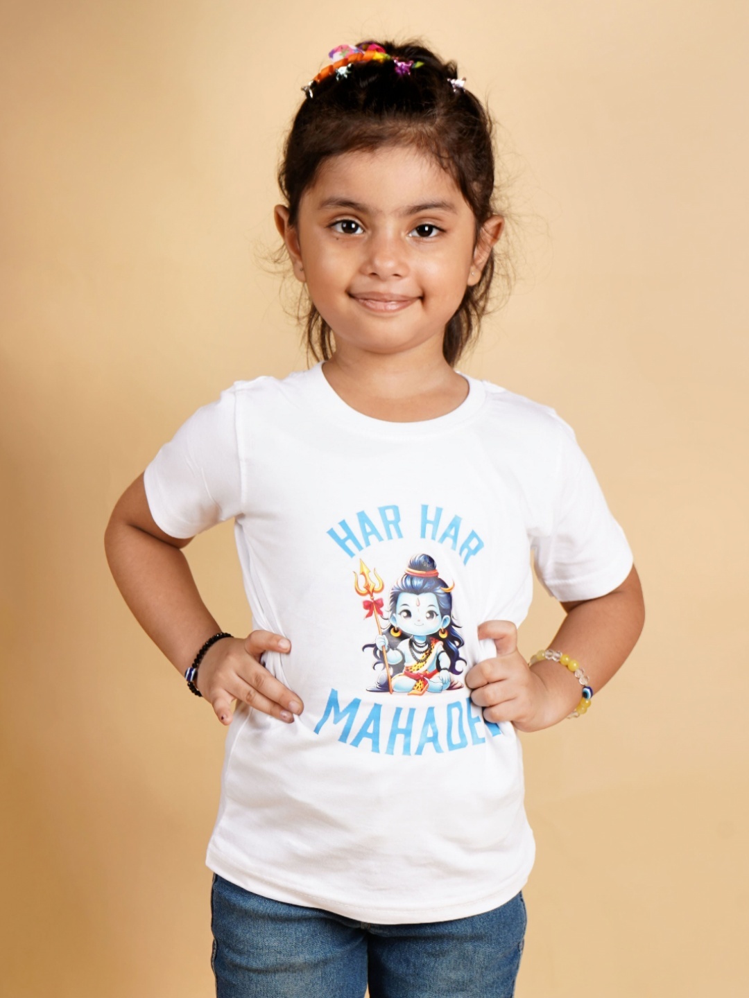 PRABHUBHAKTI Unisex Kids Bio Finish Graphic Printed Round Neck Cotton T-Shirt, White
PRABHUBHAKTI Unisex Kids Bio Finish Graphic Printed Round Neck Cotton T-Shirt, White