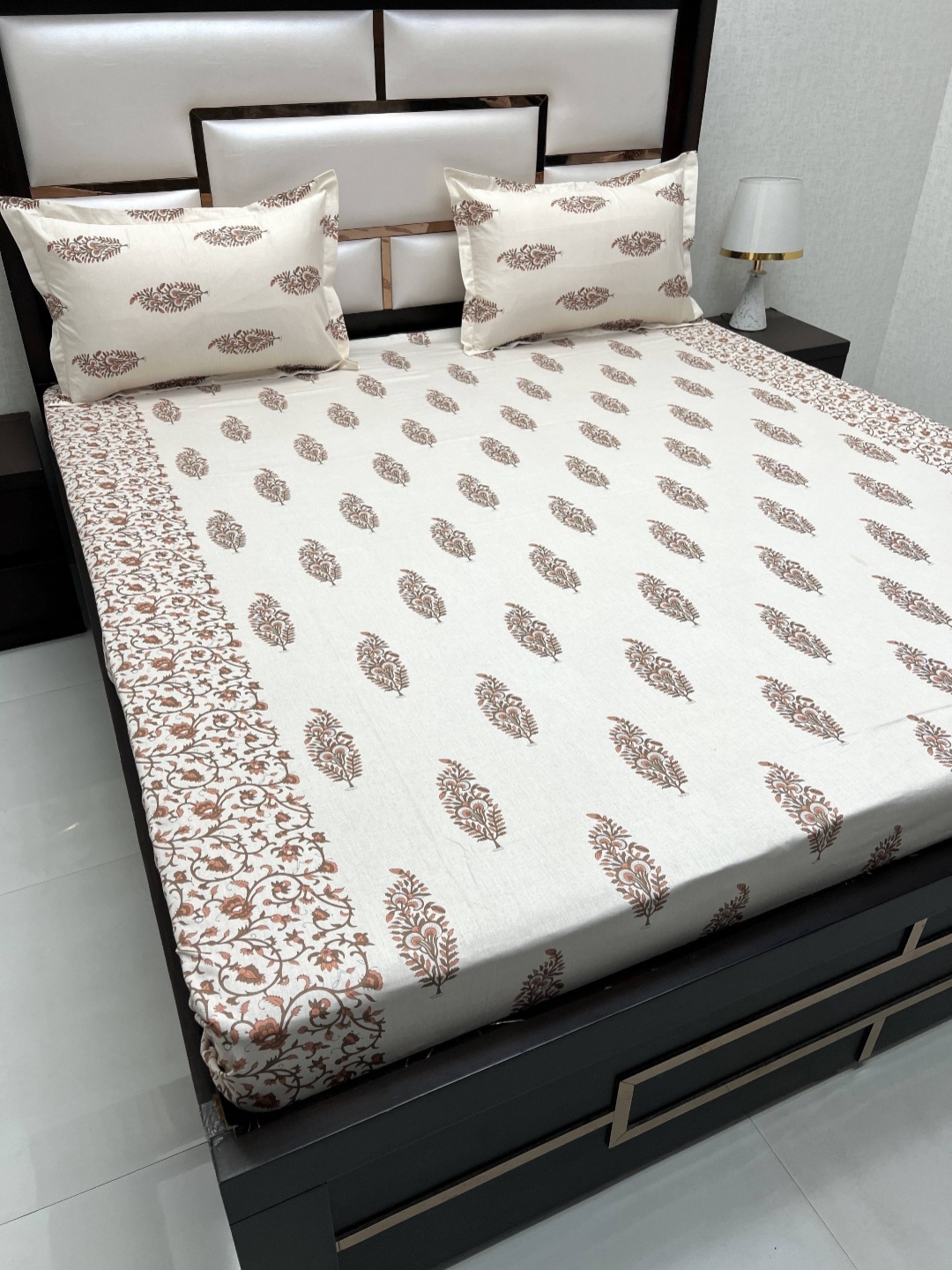 Pure Decor Royal Passion Brown Ethnic Motifs 350 TC Queen Bedsheet with 2 Pillow Covers, Cream
Pure Decor Royal Passion Brown Ethnic Motifs 350 TC Queen Bedsheet with 2 Pillow Covers, Cream