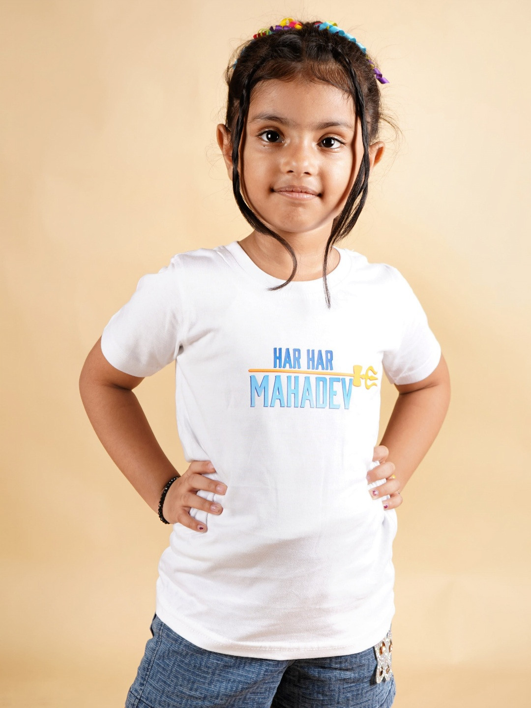 PRABHUBHAKTI Unisex Kids Bio Finish Typography Printed Round Neck Cotton T-Shirt, White
PRABHUBHAKTI Unisex Kids Bio Finish Typography Printed Round Neck Cotton T-Shirt, White