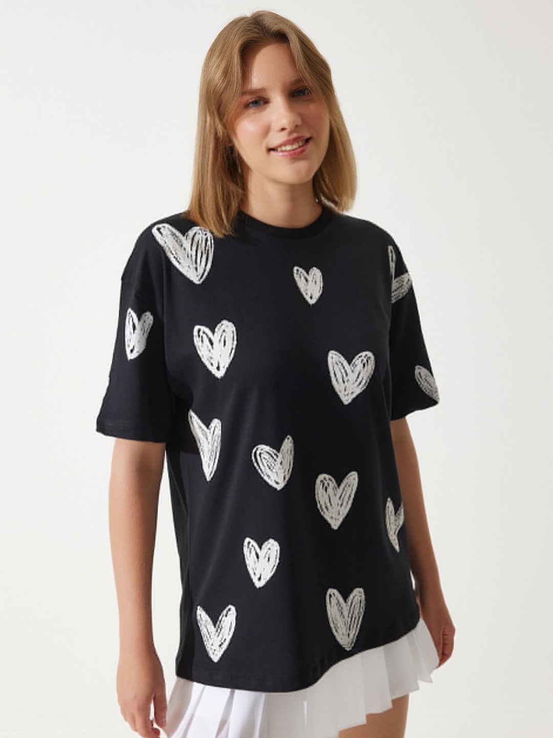 Happiness istanbul Women Conversational Printed Round Neck Cotton Oversized T-shirt, Na
Happiness istanbul Women Conversational Printed Round Neck Cotton Oversized T-shirt, Na