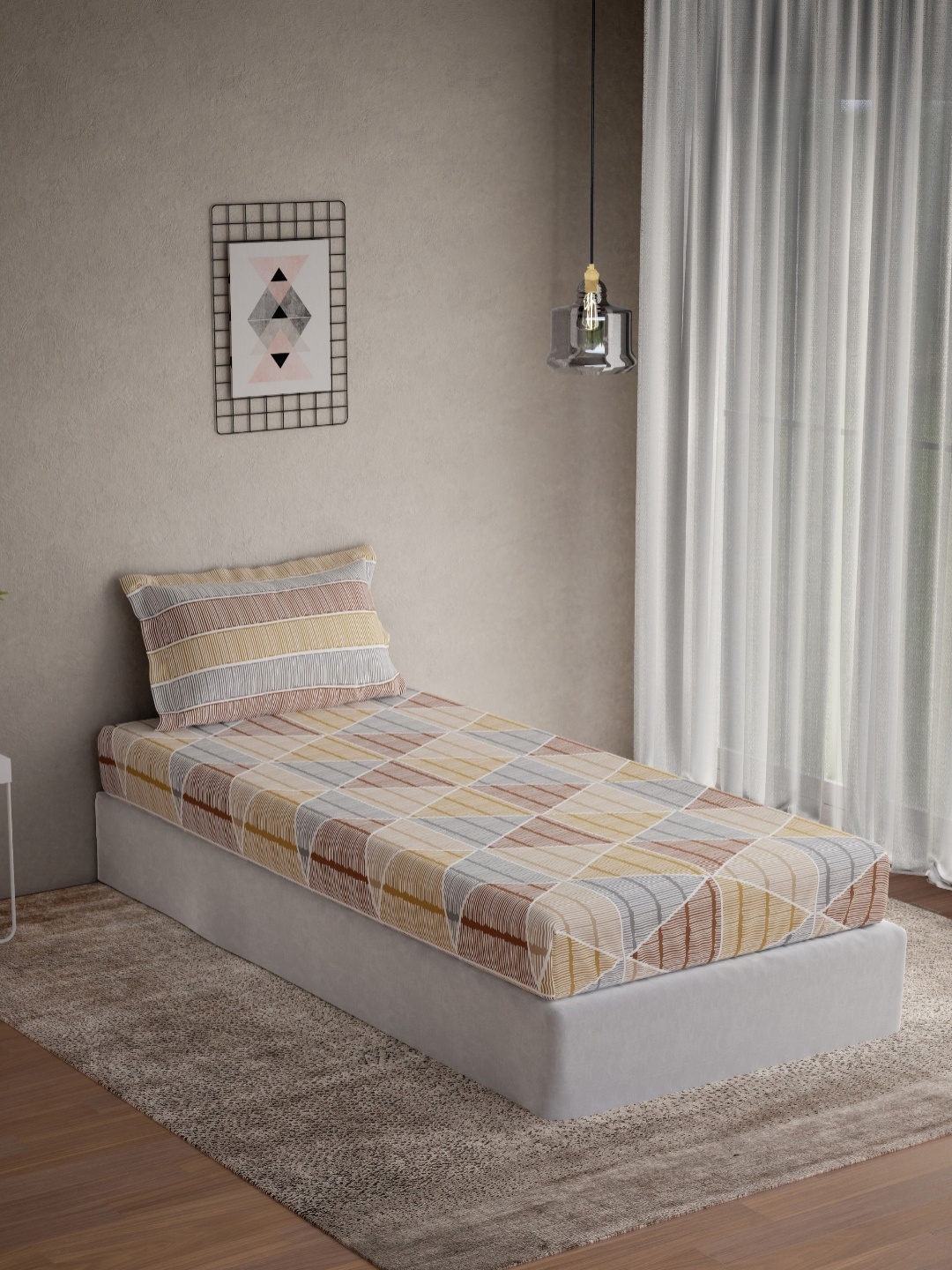 DDecor Live Beautiful Blue & Yellow Geometric 145TC Cotton Single Bedsheet & 1 PillowCover
DDecor Live Beautiful Blue & Yellow Geometric 145TC Cotton Single Bedsheet & 1 PillowCover