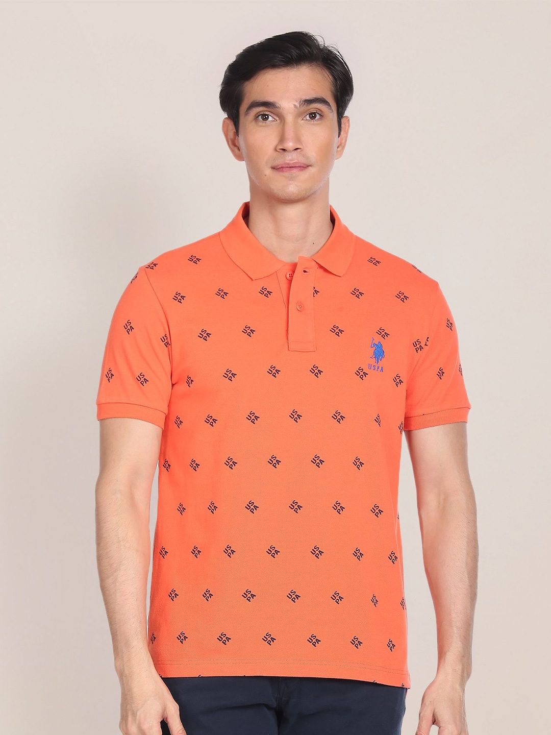 U.S. Polo Assn. Geometric Brand Printed Polo Collar Pure Cotton Slim Fit T-shirt, Orange
U.S. Polo Assn. Geometric Brand Printed Polo Collar Pure Cotton Slim Fit T-shirt, Orange