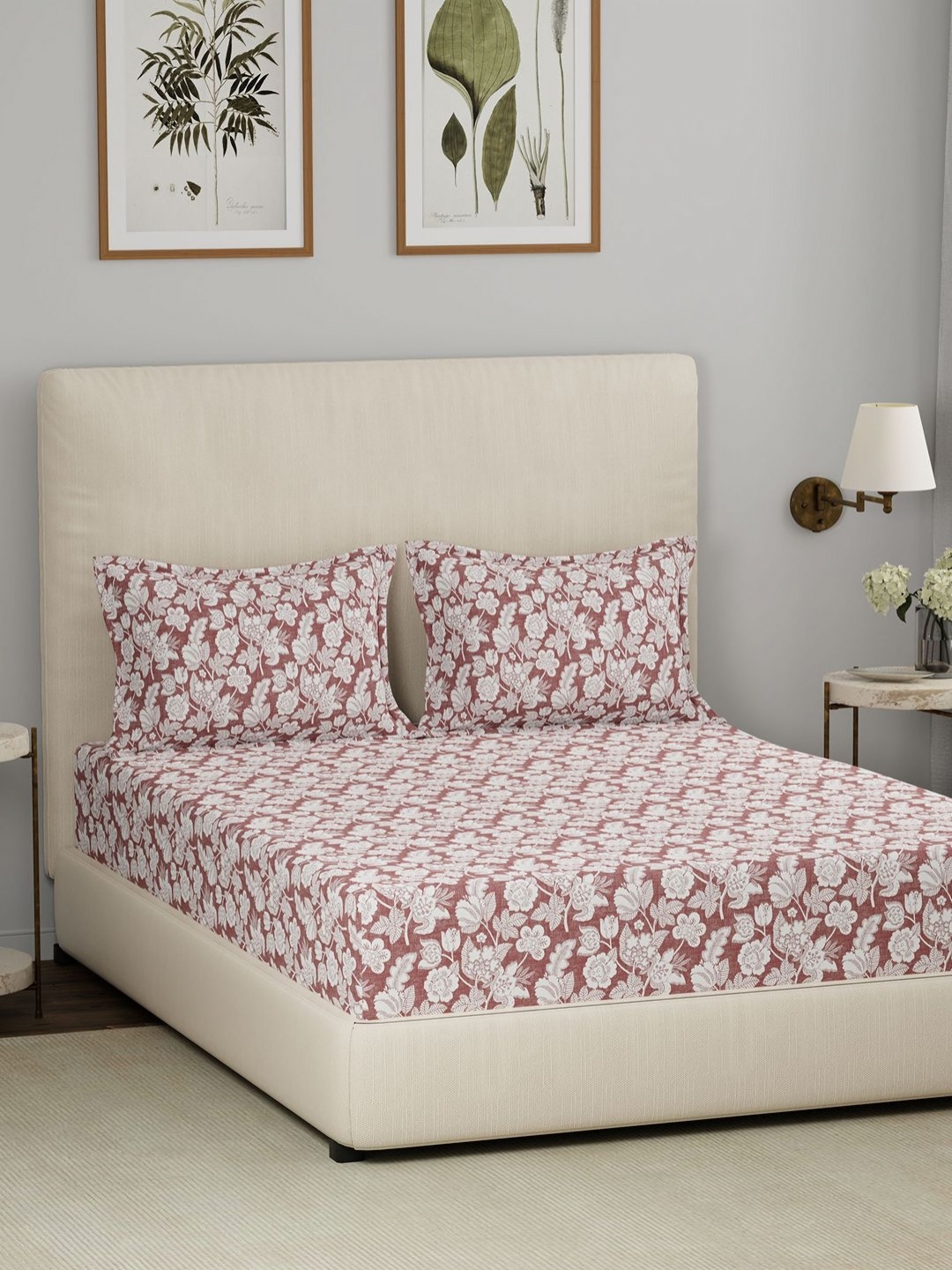 MASPAR Eclectic Garden White Floral Fitted 144TC Cotton Single Bedsheet & 2 Pillow Covers, Rust
MASPAR Eclectic Garden White Floral Fitted 144TC Cotton Single Bedsheet & 2 Pillow Covers, Rust