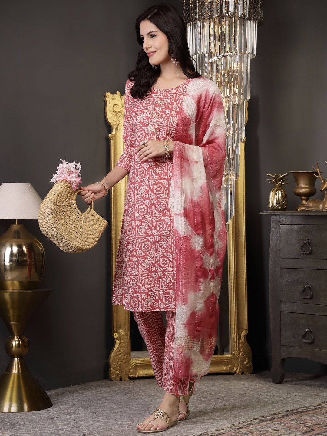 Stylum Women Ethnic Motifs Printed Regular Kurta with Trousers & With Dupatta, Pink
Stylum Women Ethnic Motifs Printed Regular Kurta with Trousers & With Dupatta, Pink