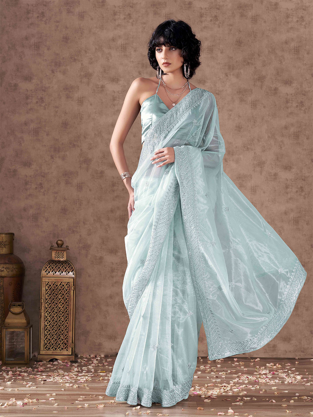 Tikhi Imli Sequinned Net Saree, Blue
Tikhi Imli Sequinned Net Saree, Blue