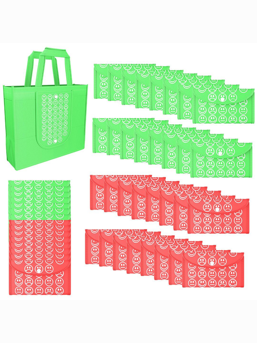 Kuber Industries Set Of 48 Smiley Printed Lightweight Reusable & Foldable Shopping Bags, Green
Kuber Industries Set Of 48 Smiley Printed Lightweight Reusable & Foldable Shopping Bags, Green