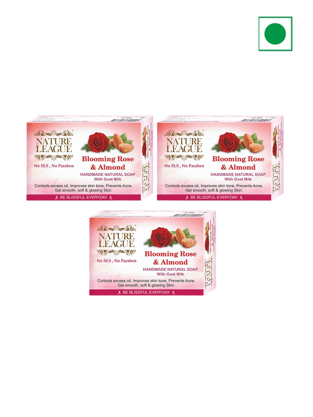 NATURE LEAGUE Set of 3 Blooming Rose & Almond Handmade Soap with Goat Milk -100 g Each, Pink
NATURE LEAGUE Set of 3 Blooming Rose & Almond Handmade Soap with Goat Milk -100 g Each, Pink